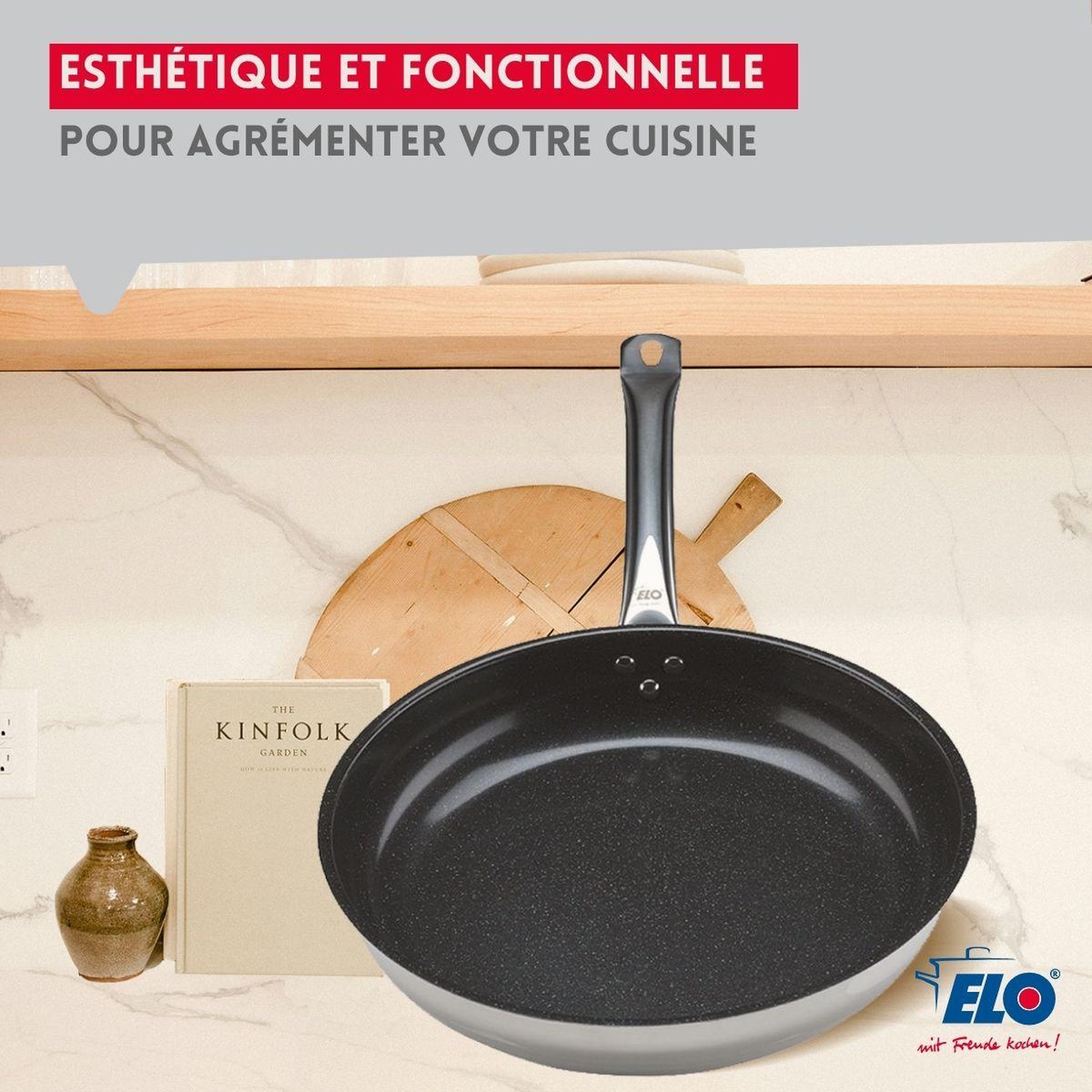 Voir la diapositive 2 : ELO Set de 2 poêles 24 et 28 cm céramique sans pfas profi therm platinum elo