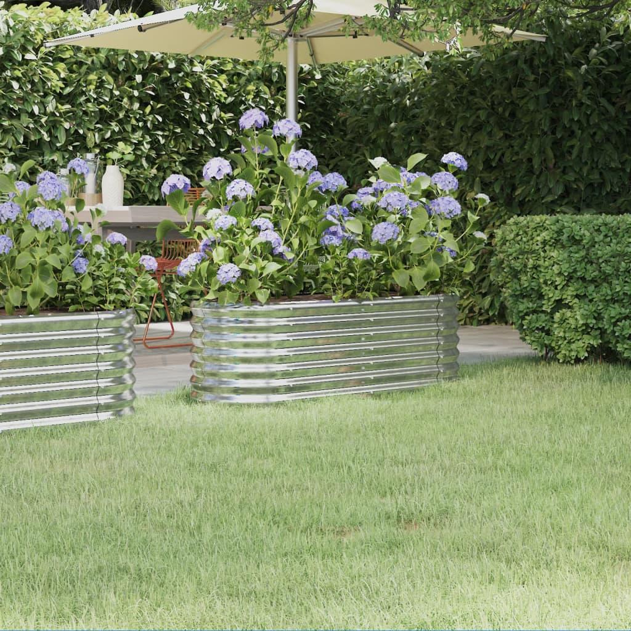 Voir la diapositive 1 : VIDAXL Lit sureleve de jardin Acier enduit de poudre Argente