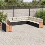 VIDAXL Salon de jardin 11 pcs avec coussins noir resine tressee