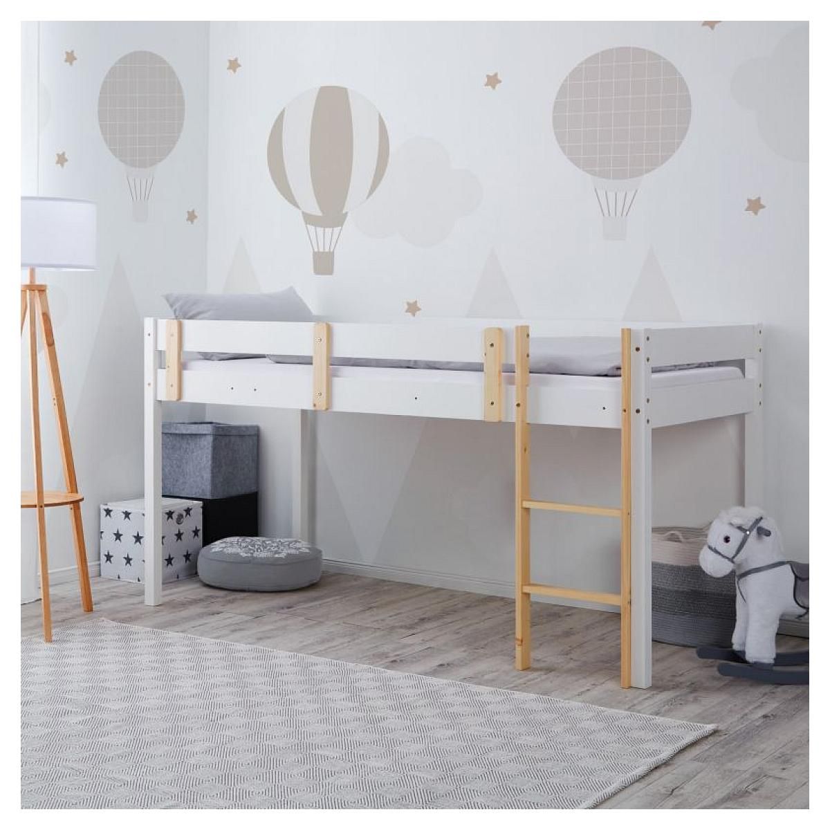 HomeStyle4U Lit 90x200 enfant blanc naturel