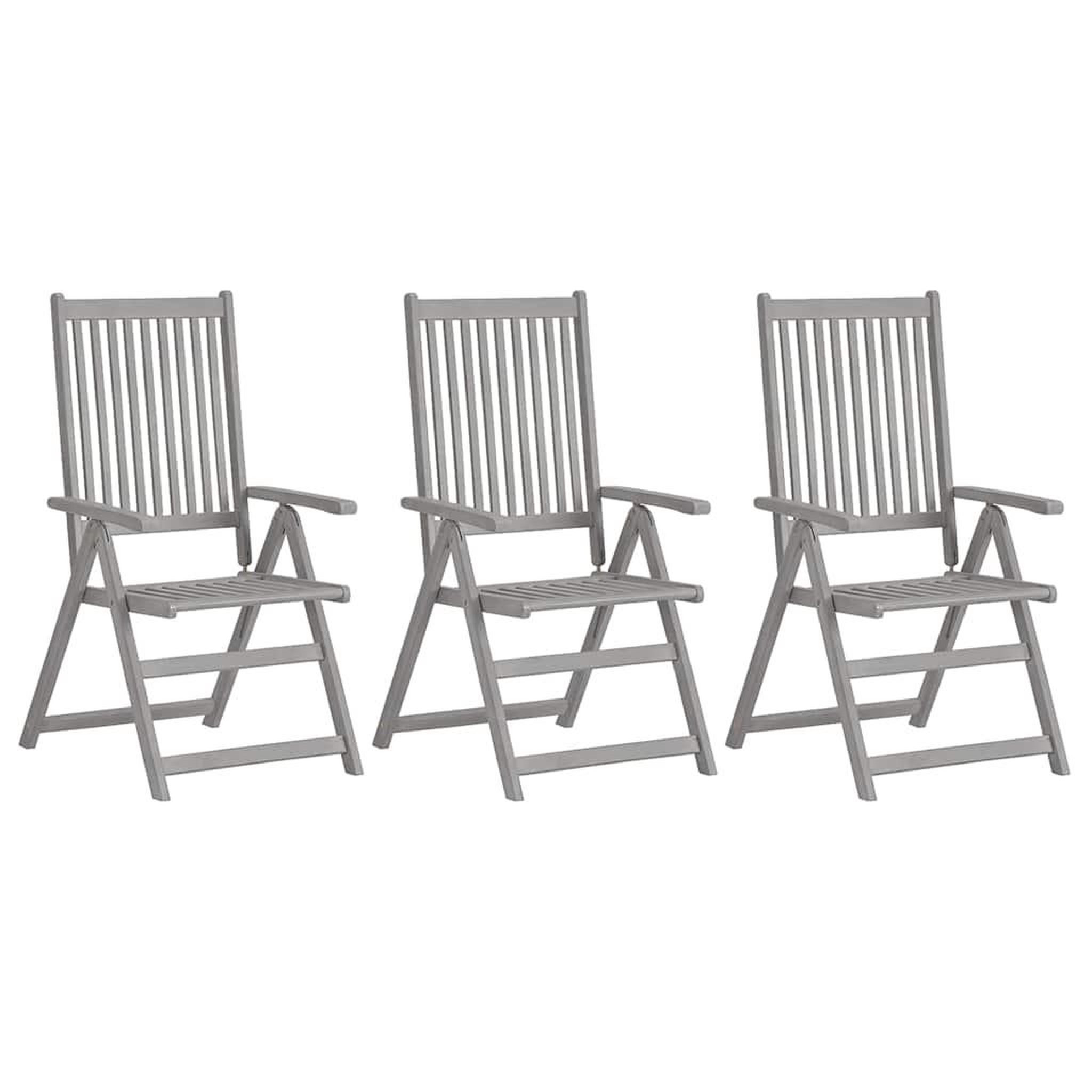 Voir la diapositive 2 : VIDAXL Chaises inclinables de jardin lot de 3 et coussins Bois acacia