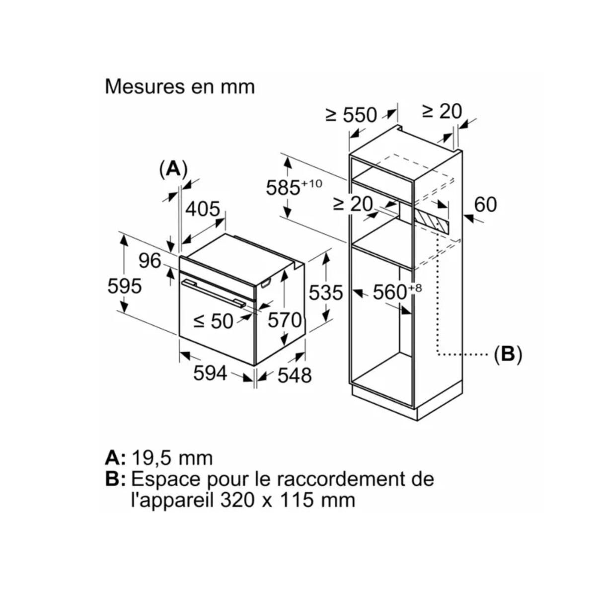 BOSCH Four intégrable multifonction 71l 60cm hydrolyse inox - HBA534BS3F