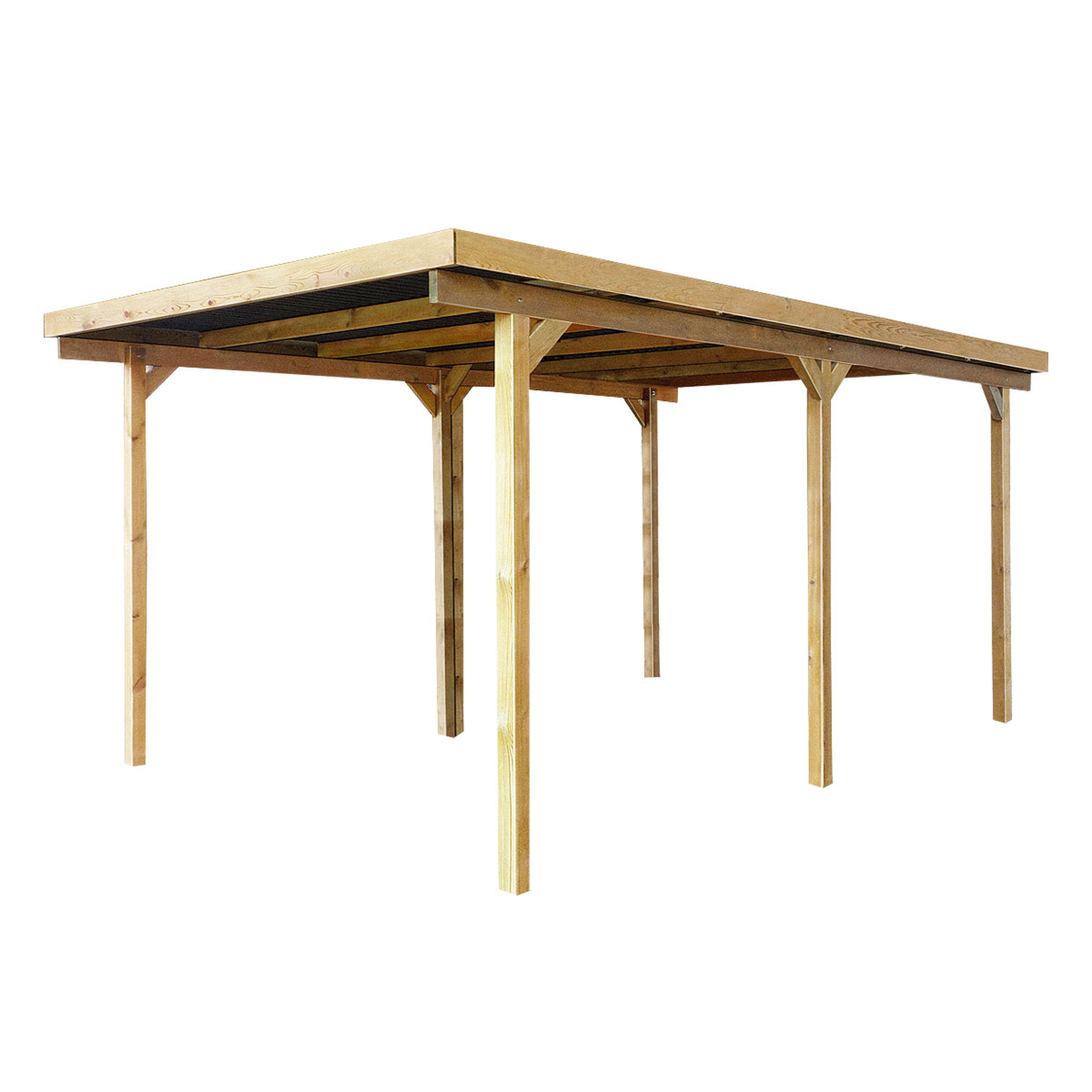 Voir la diapositive 2 : Carport - Bois traité autoclave - Toit plat - 15m² - FAUSKE