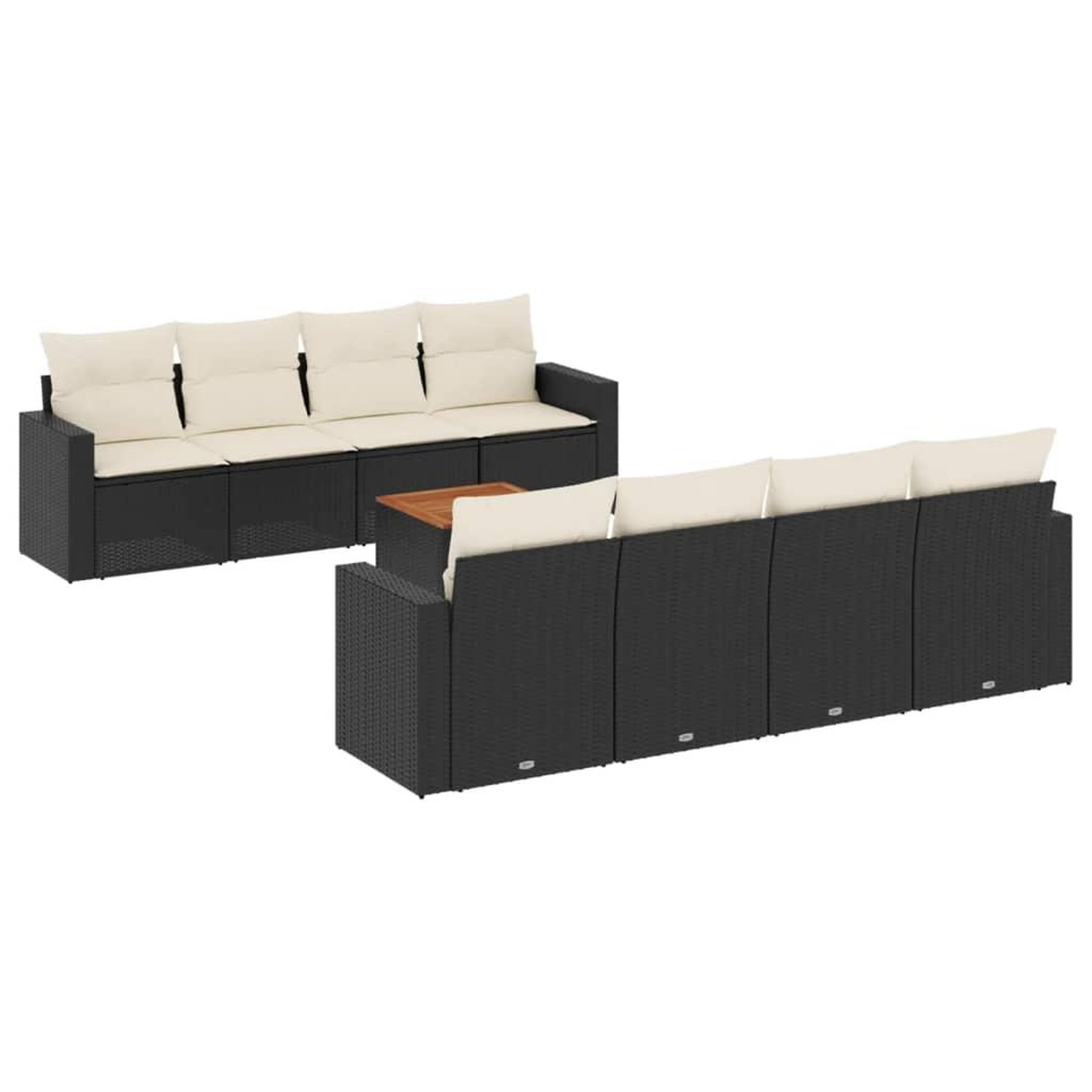 Voir la diapositive 2 : VIDAXL Salon de jardin 9 pcs avec coussins noir resine tressee