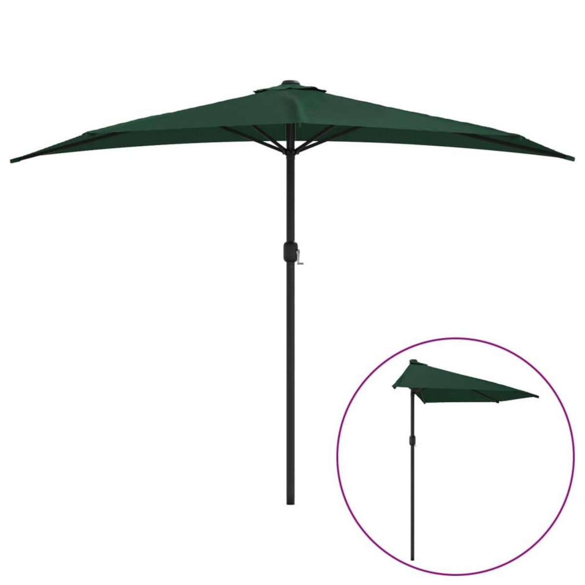 VIDAXL Parasol de balcon avec mat en aluminium Vert 300x155 cm Demi