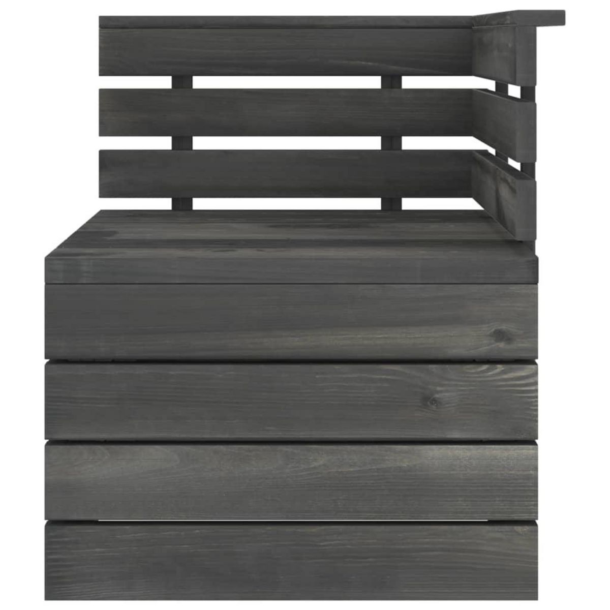 VIDAXL Canape palette d'angle de jardin Bois de pin massif Gris fonce