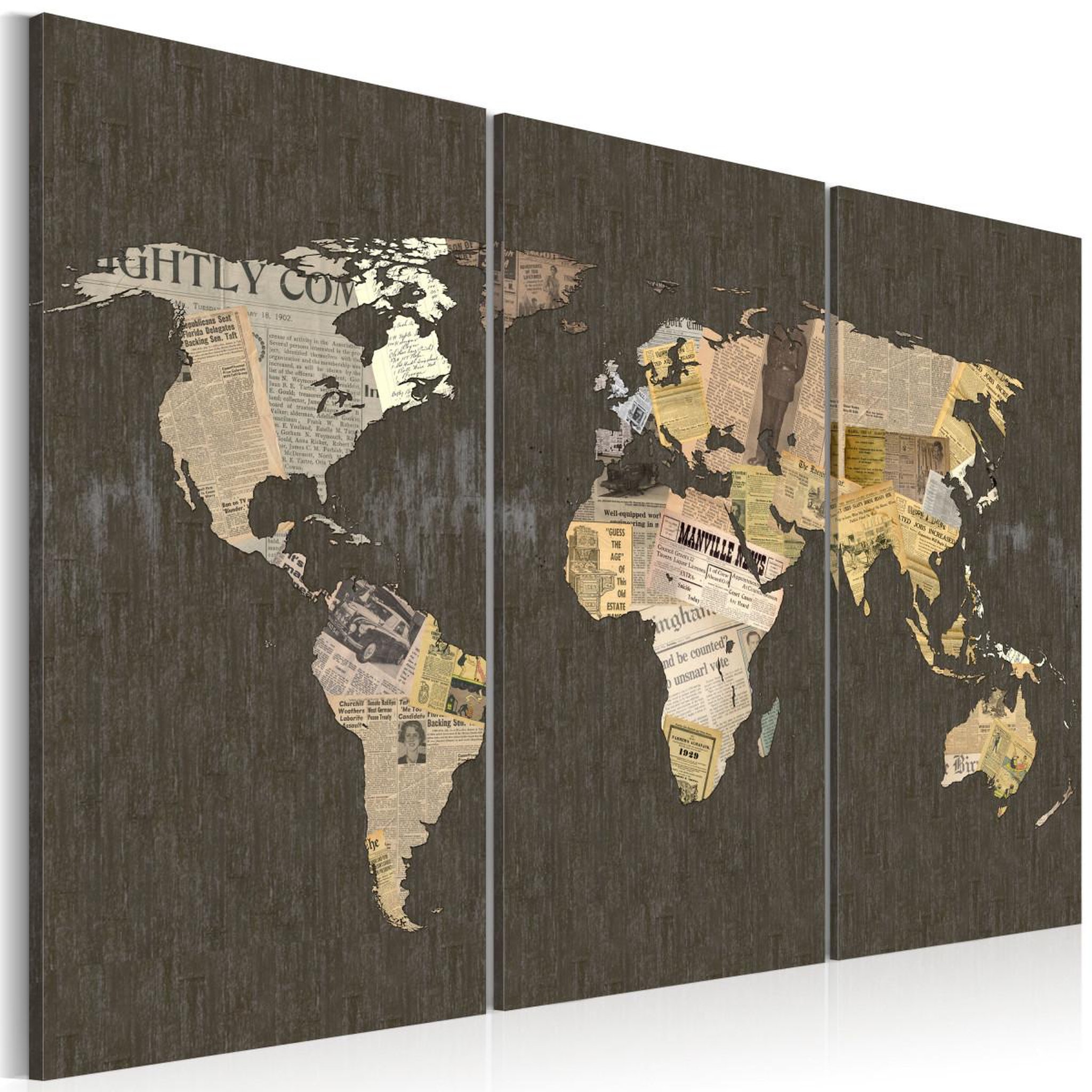 Paris Prix Tableau imprimé 3 panneaux  nouvelles du monde. Coloris disponibles : Multicolore