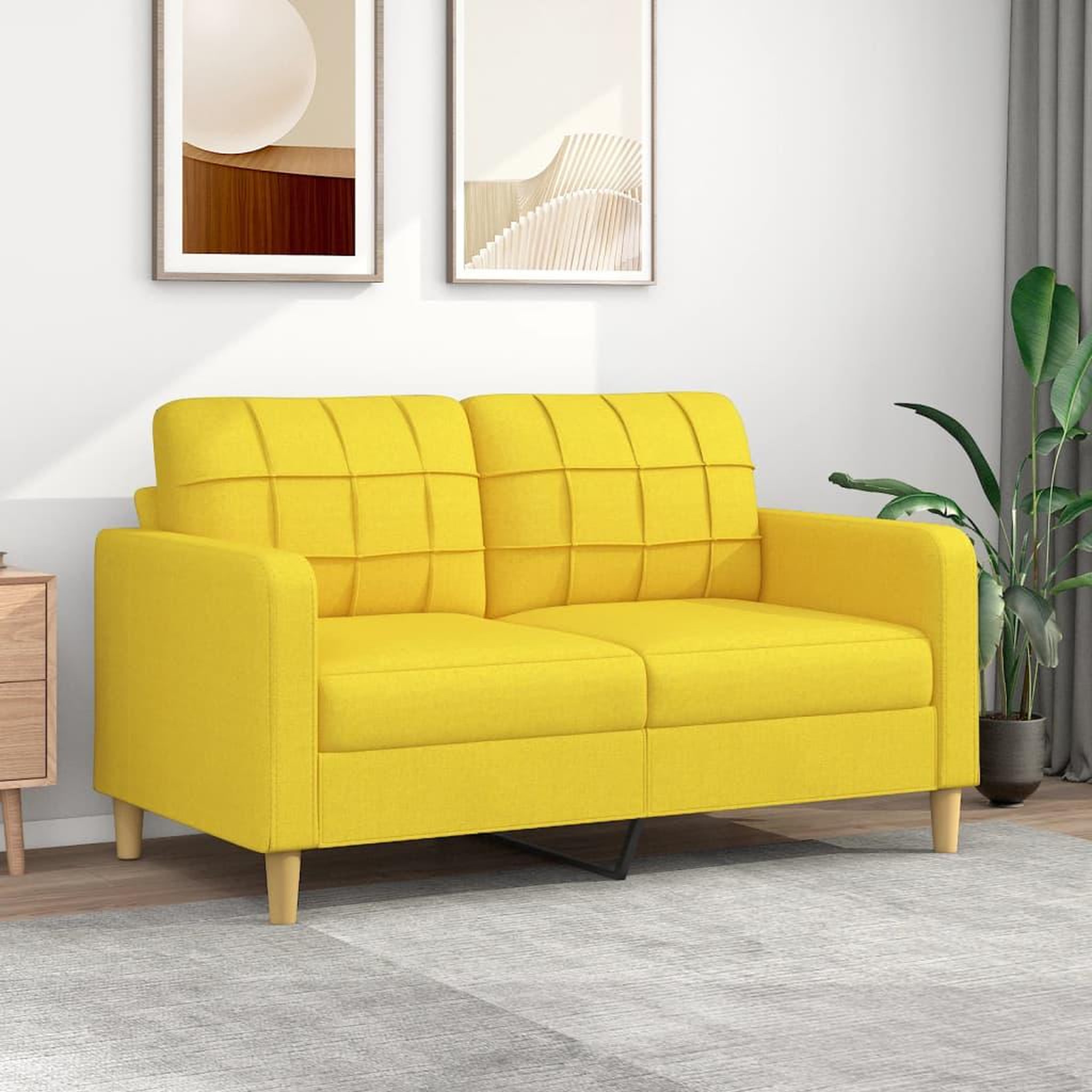 VIDAXL Canape a 2 places Jaune clair 140 cm Tissu