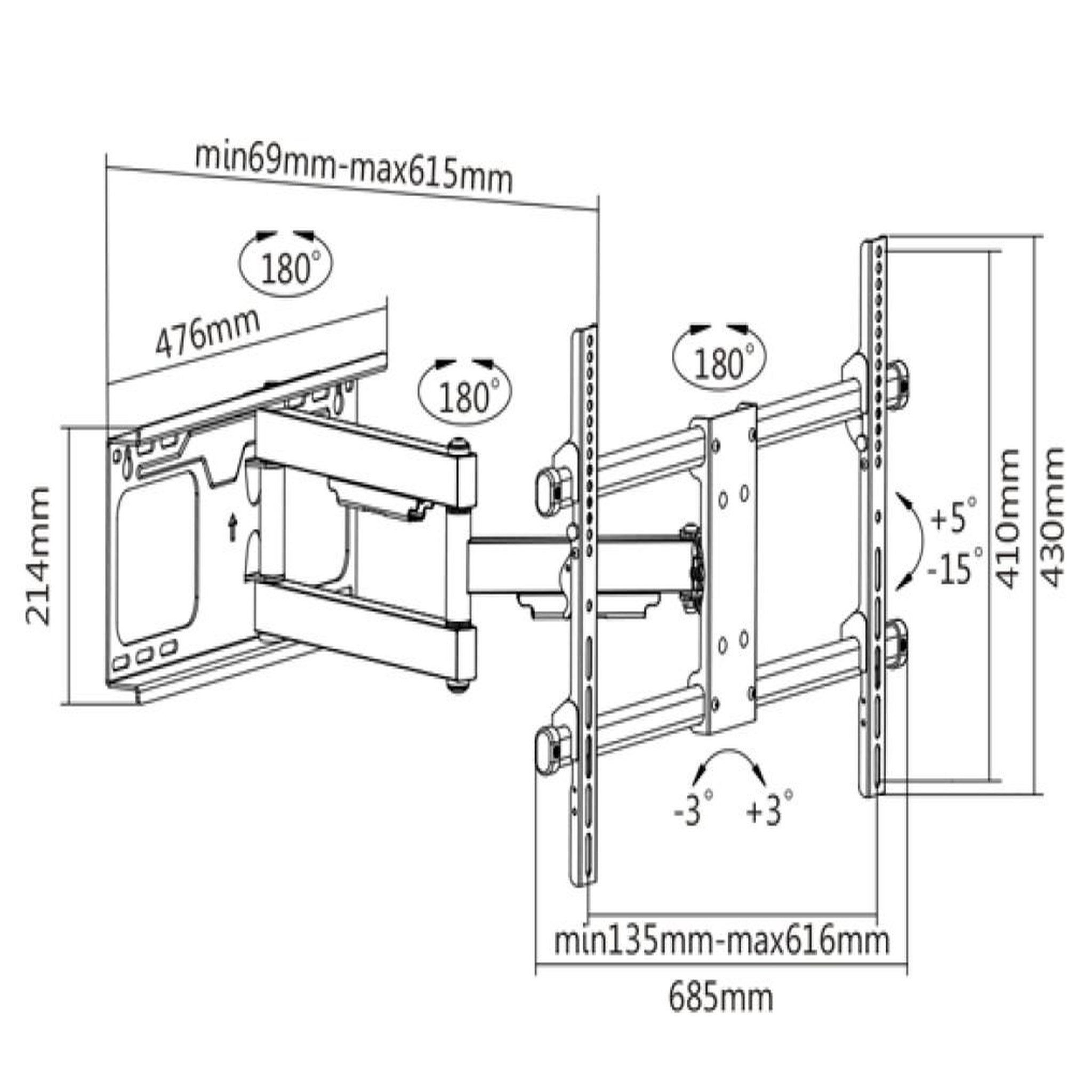 Voir la diapositive 2 : MBG FRANCE Support mural inclinable/orientable pour écran de 32 à 70 - h3270-3a
