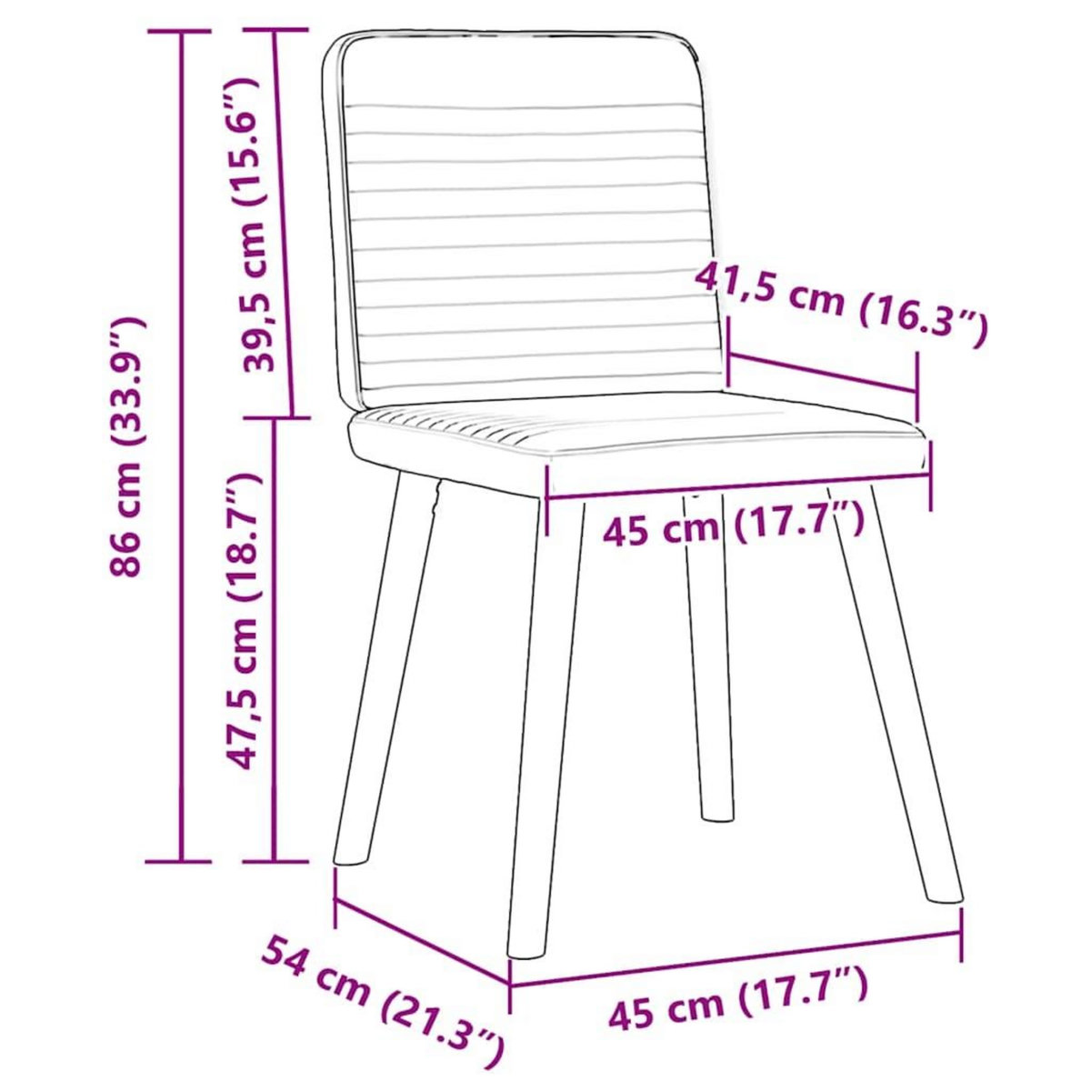 VIDAXL Chaises a manger lot de 2 rouge bordeaux tissu
