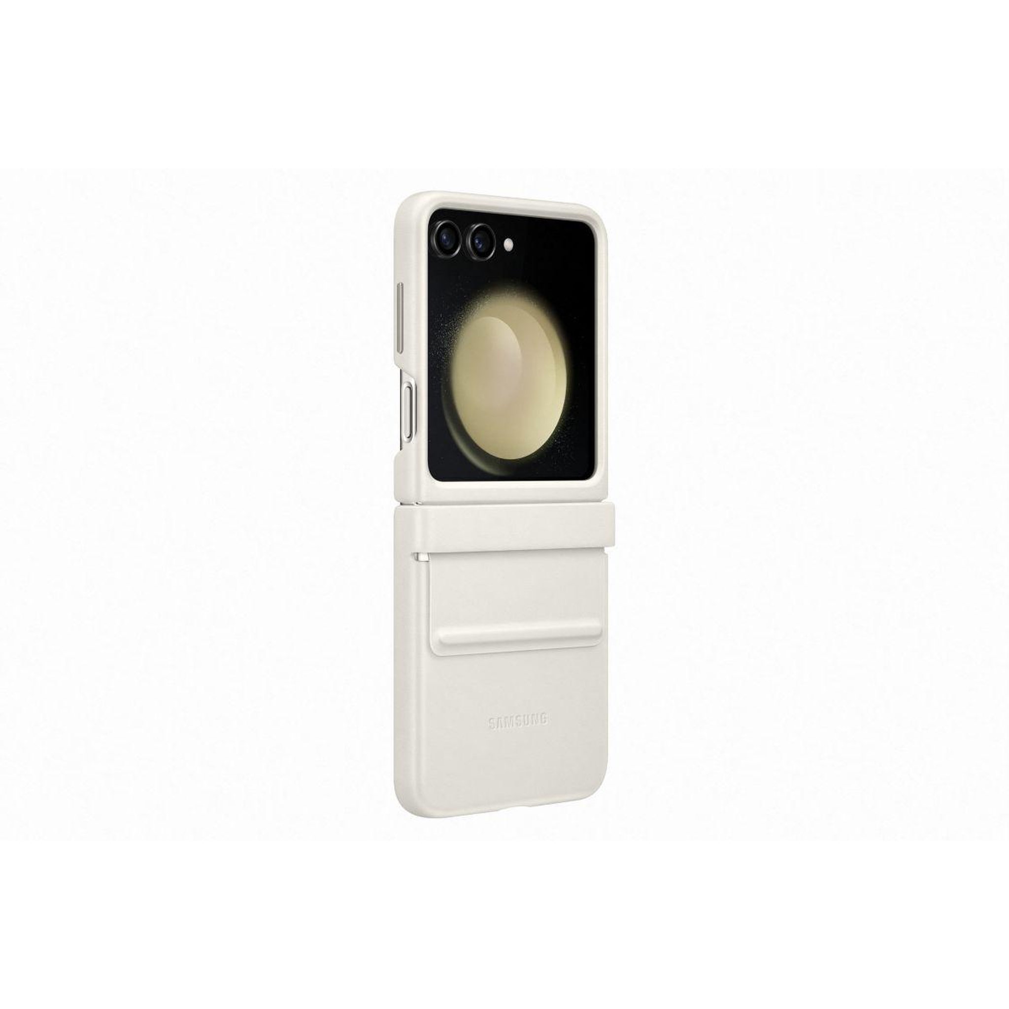 Samsung Coque z flip 5 simili cuir design crème