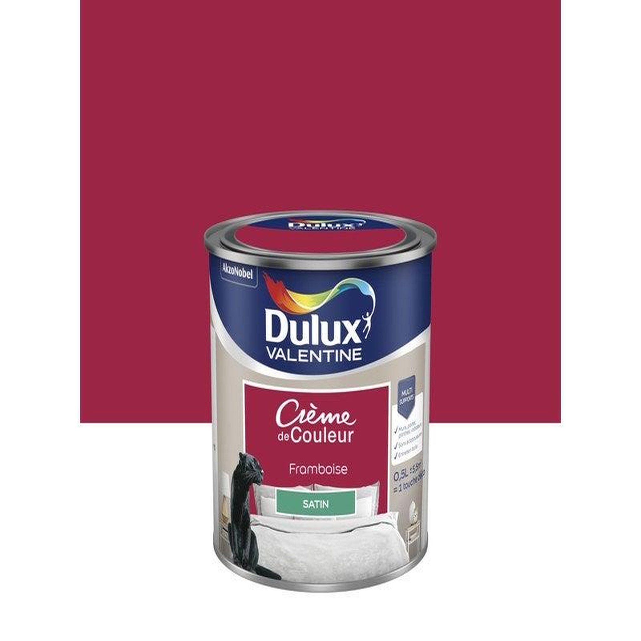 CENTRALE BRICO Peinture mur, boiserie crème de couleur DULUX VALENTINE framboise satiné 0.5L