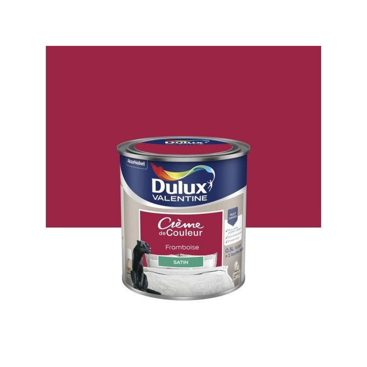 CENTRALE BRICO Peinture mur, boiserie crème de couleur DULUX VALENTINE framboise satiné 0.5L