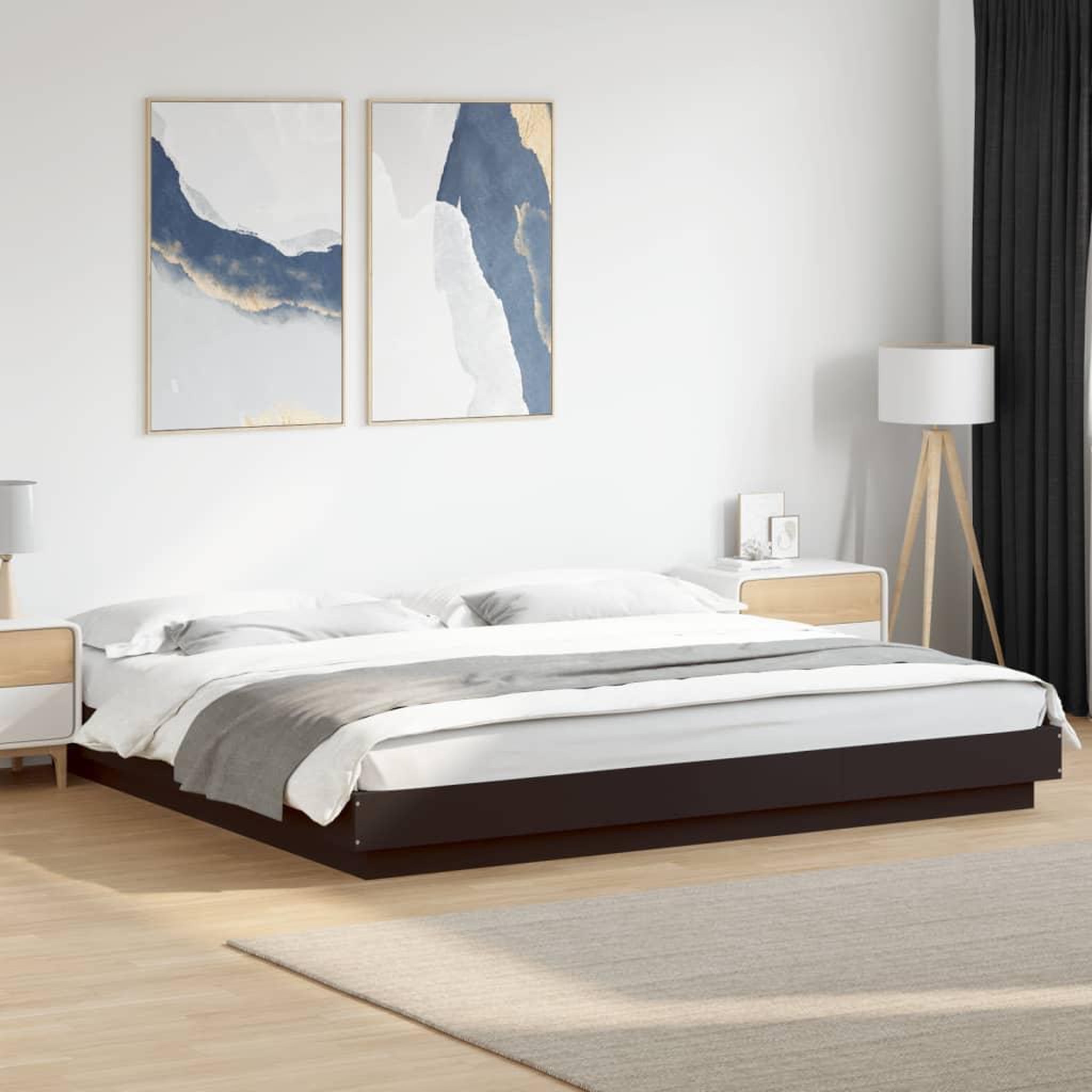 Voir la diapositive 1 : VIDAXL Cadre de lit avec lumieres LED sans matelas noir 200x200 cm