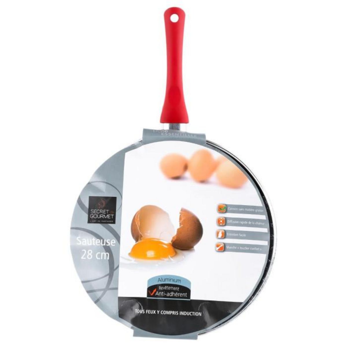 FIVE Sauteuse en Alumunium  Essentielle  28cm Rouge