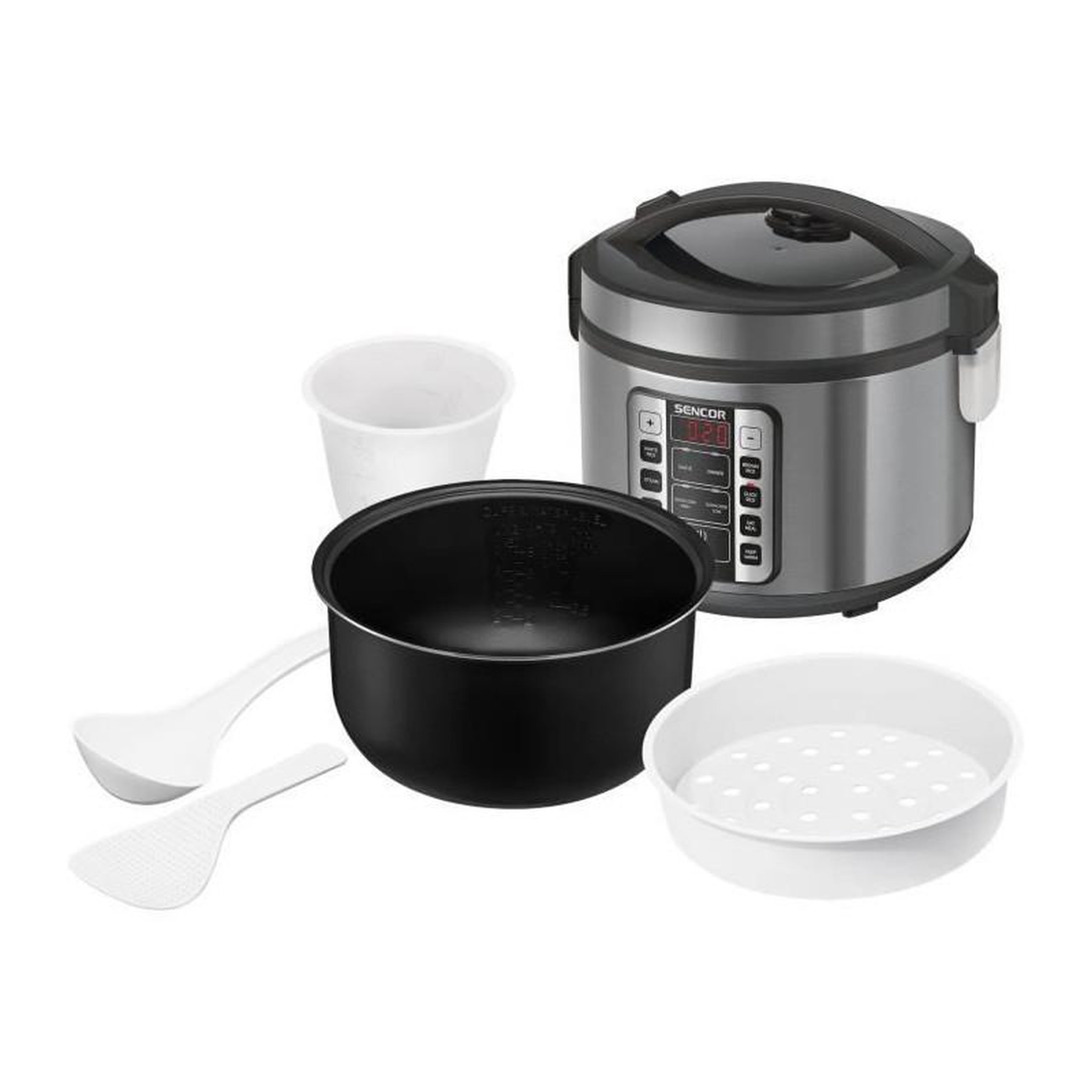 Voir la diapositive 3 : SENCO Cuiseur a riz multifonctionnel - SENCOR - SRM 3151BK - 700 W - 1,5 L - Acier inoxydable