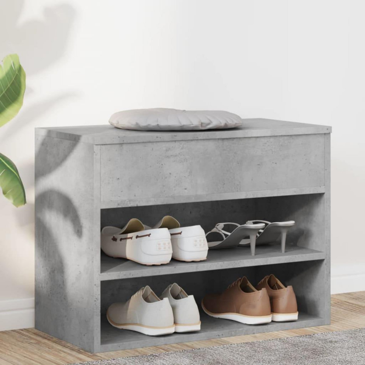 VIDAXL Banc a chaussures Gris beton 60x30x45 cm Bois d'ingenierie