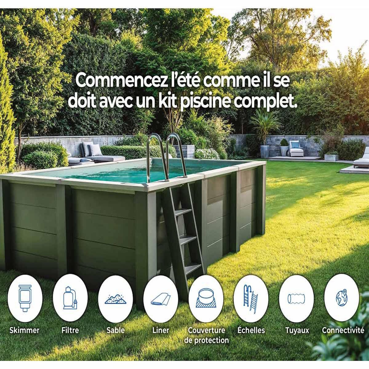 GRE Piscine composite Avant-Garde rectangulaire 5,95 x 3,15 x 1,26 m - Gré