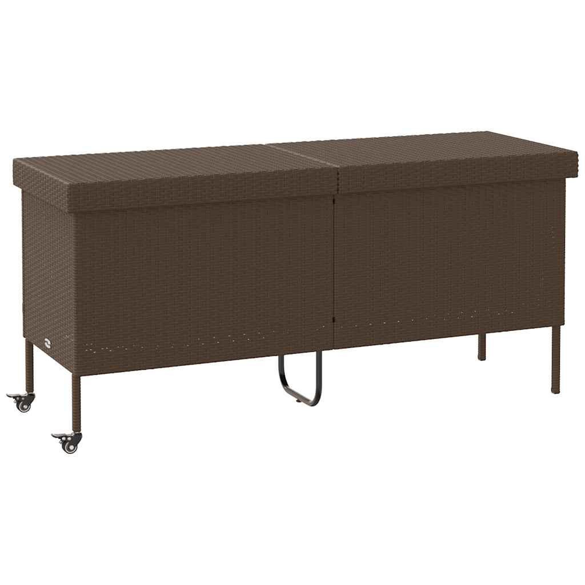 VIDAXL Boîte rangement jardin roues marron 160x55x75 cm resine tressee