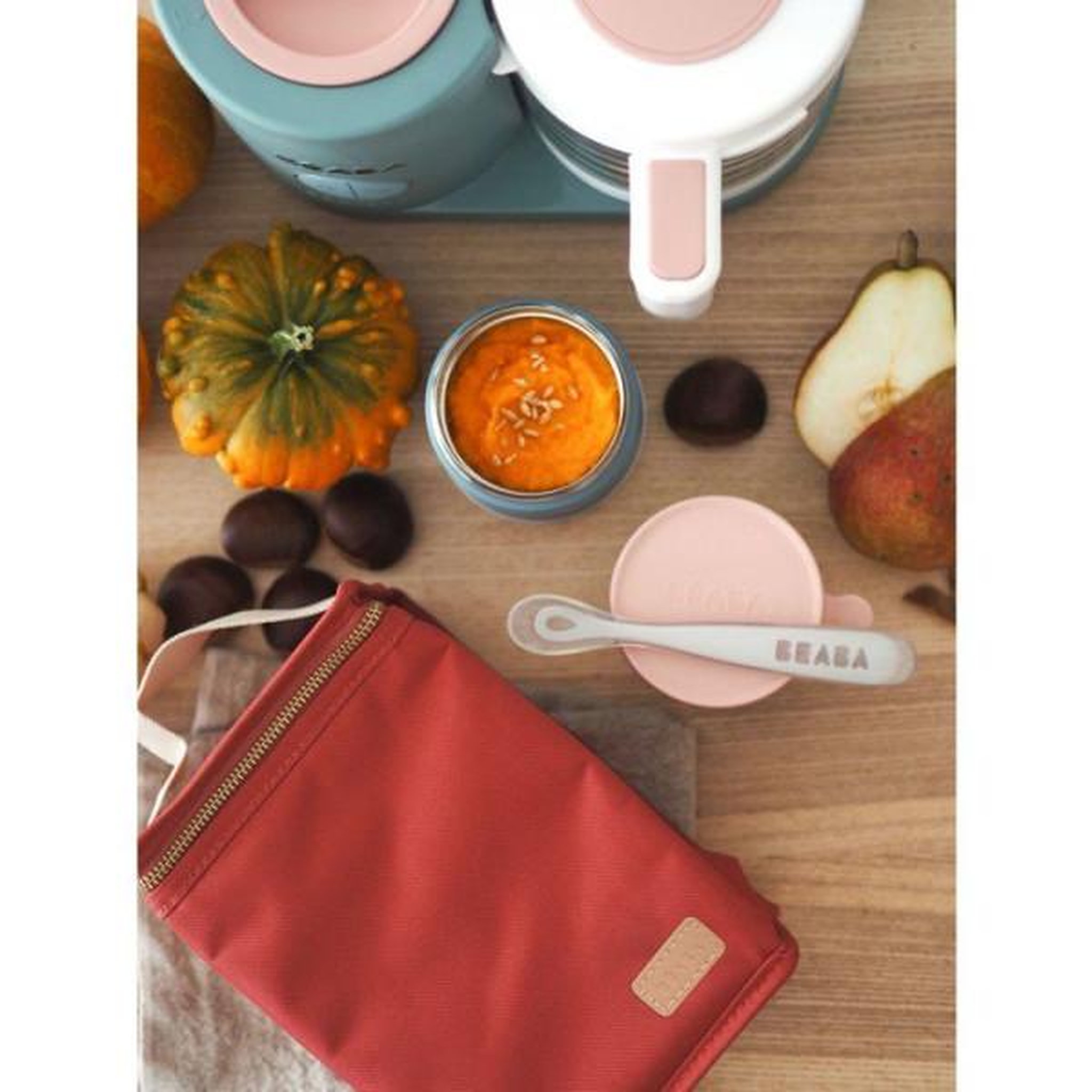 Voir la diapositive 4 : MARKET24 Pochette repas isotherme - béaba - terracotta - grande capacité 2,8l - pliable compacte - tissu imperméable
