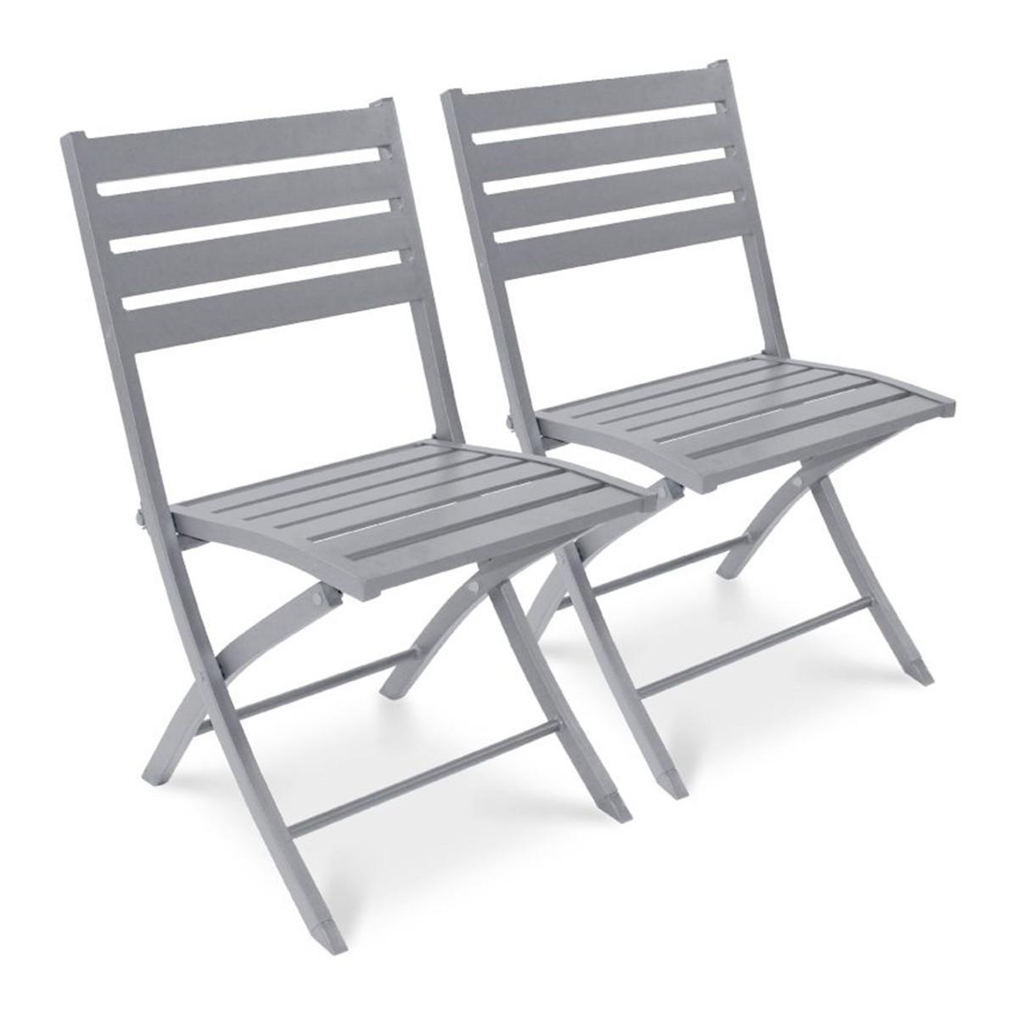 Voir la diapositive 1 : Paris Prix Lot de 2 chaises de jardin pliantes  marius  82cm gris
