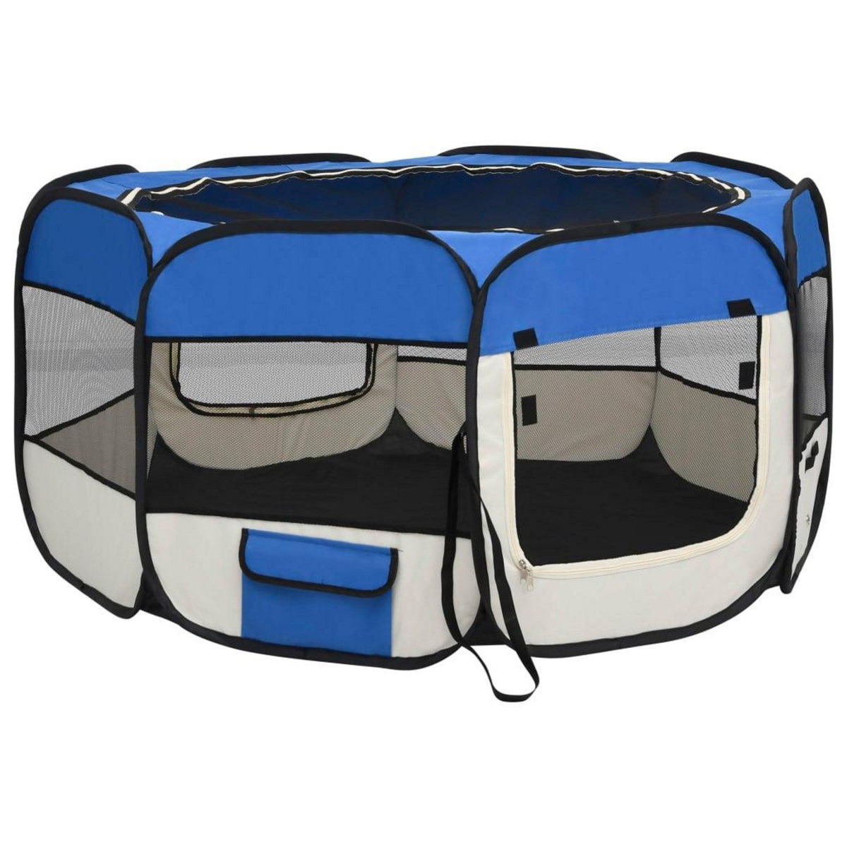 VIDAXL Parc pliable pour chien avec sac de transport Bleu 125x125x61cm