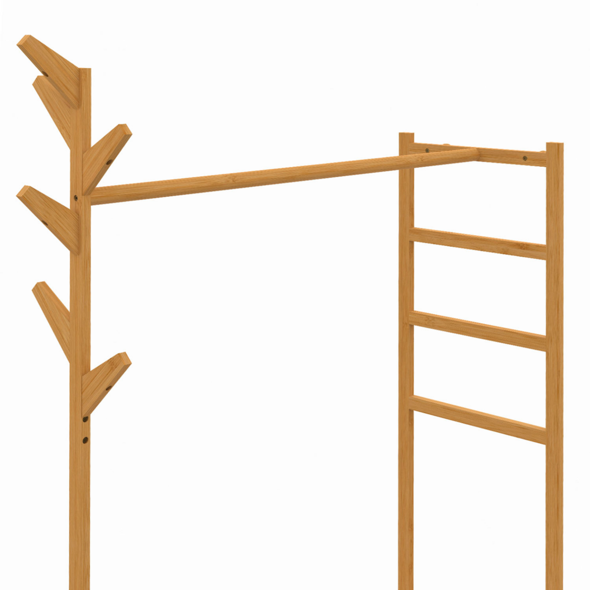 ID MARKET Portant vêtements bambou RITA avec porte-manteaux et étagères