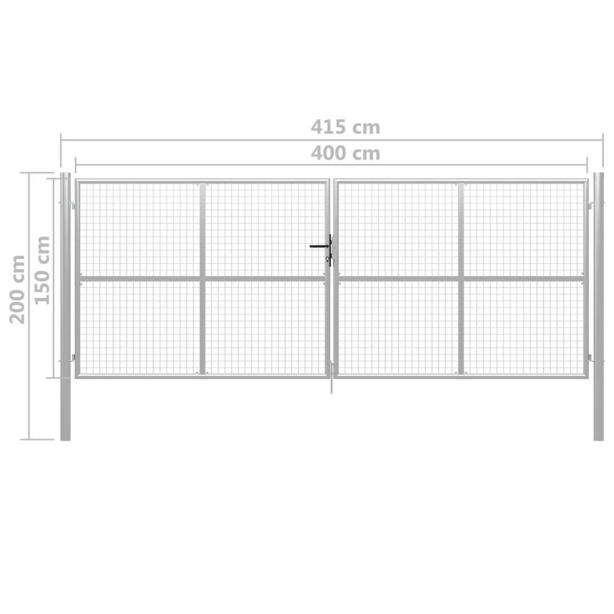 VIDAXL Porte de jardin Acier galvanise 415x200 cm Argente