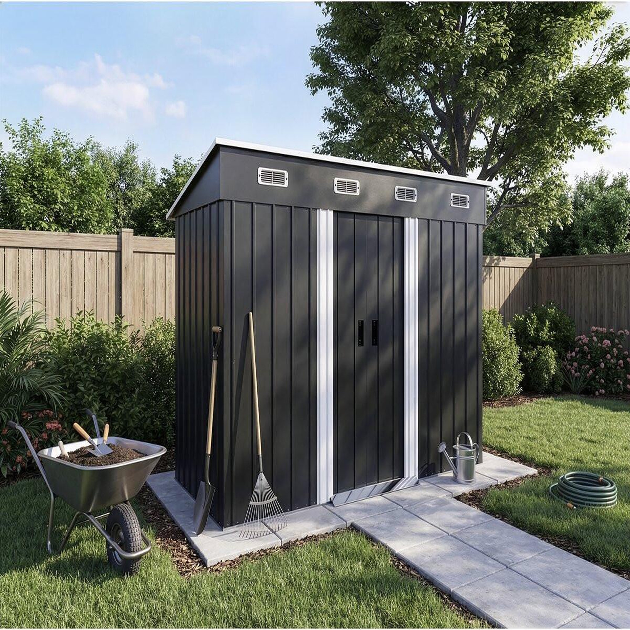 Voir la diapositive 2 : Habitat et Jardin Abri de jardin métal monopente  denver  - 3,32 m² - gris