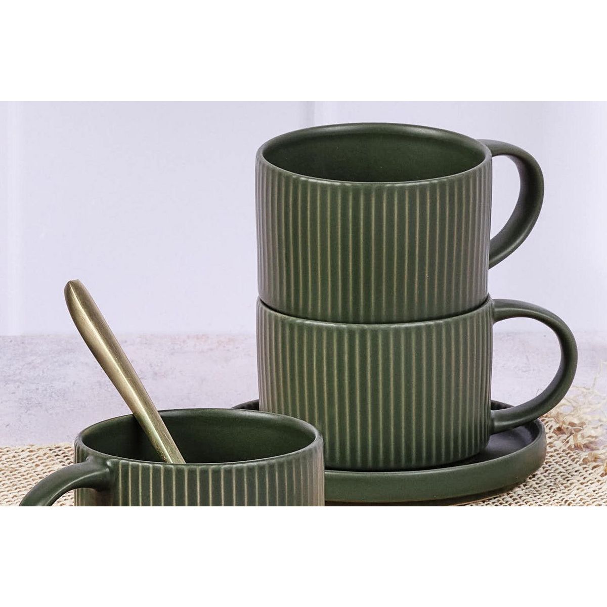 BJORN Tasse SCANDI 15cl et soucoupe Ø12cm - 8 pièces - Olive
