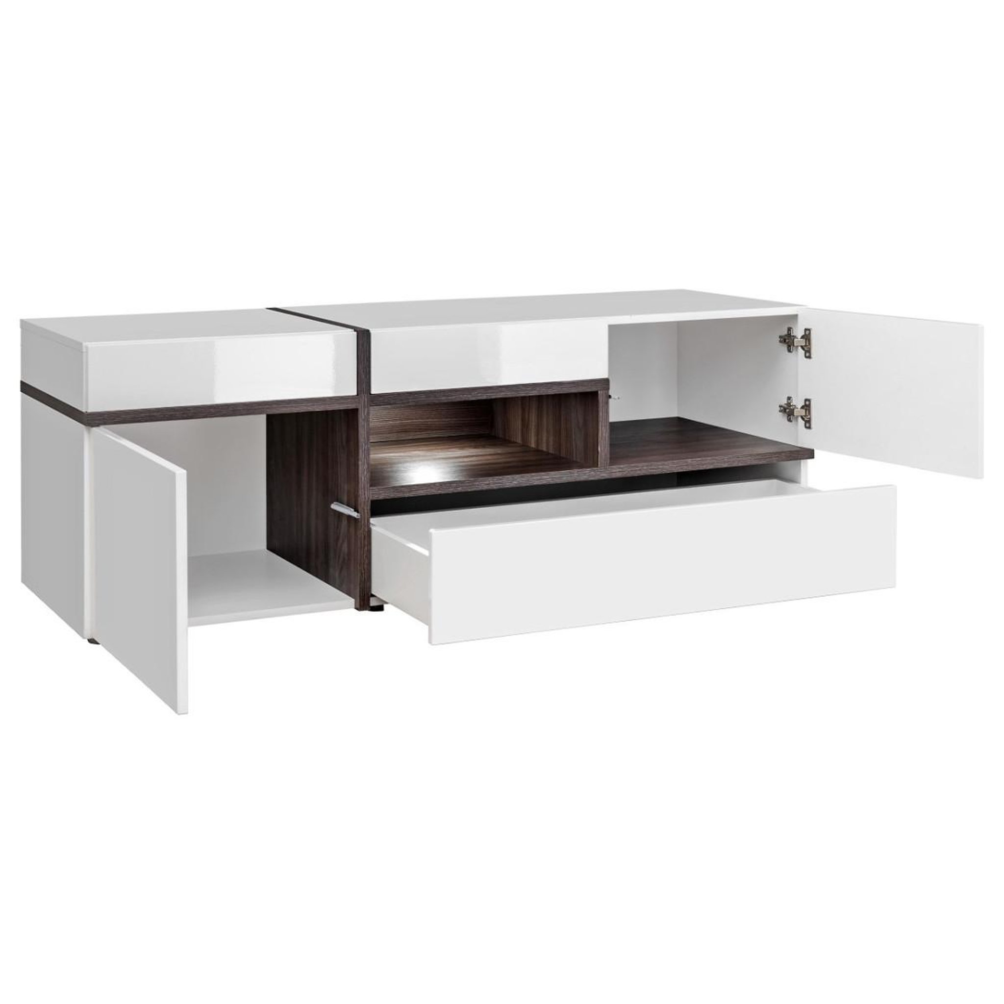 Voir la diapositive 2 : Paris Prix Meuble tv design led  cross  150cm blanc