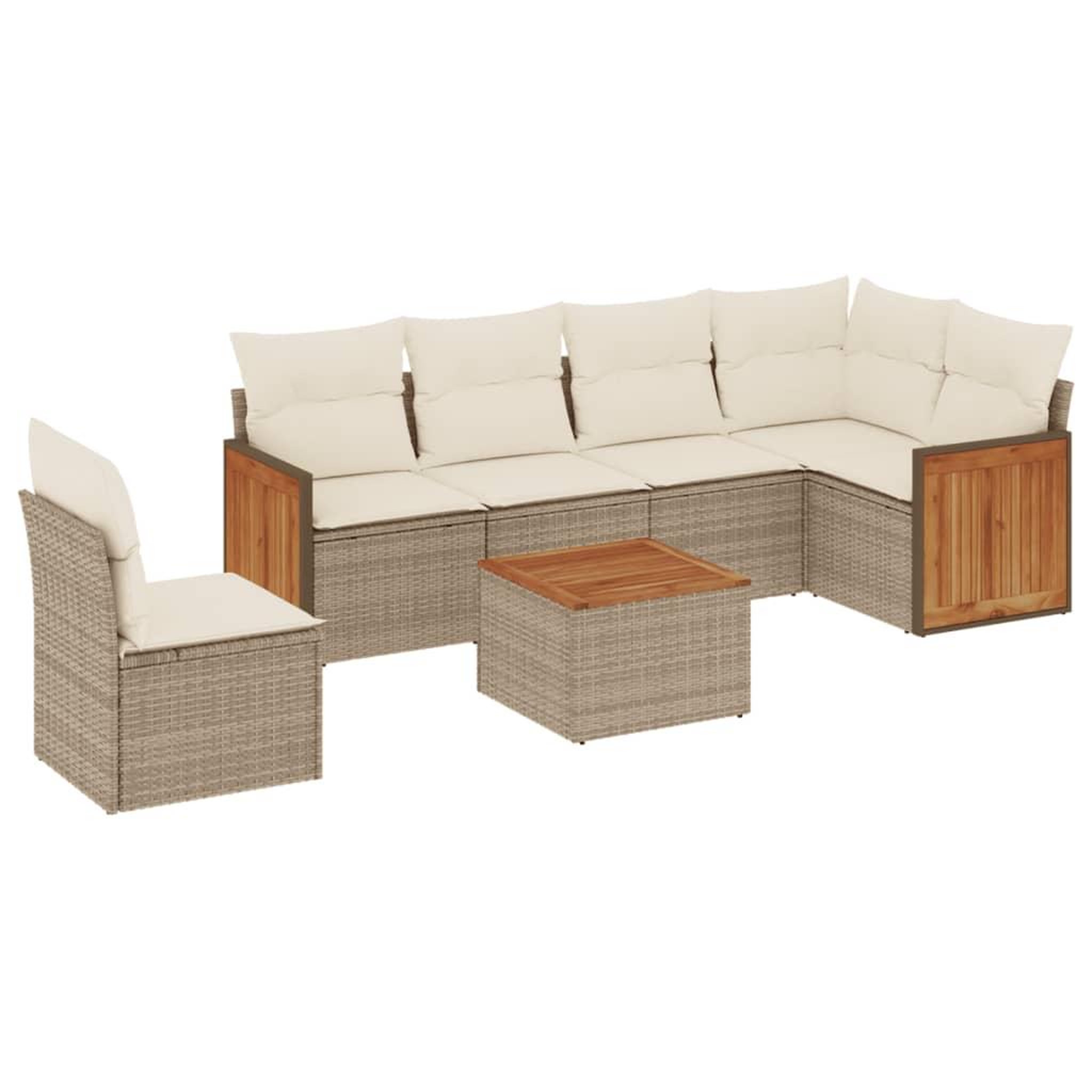Voir la diapositive 2 : VIDAXL Salon de jardin avec coussins 7 pcs beige resine tressee
