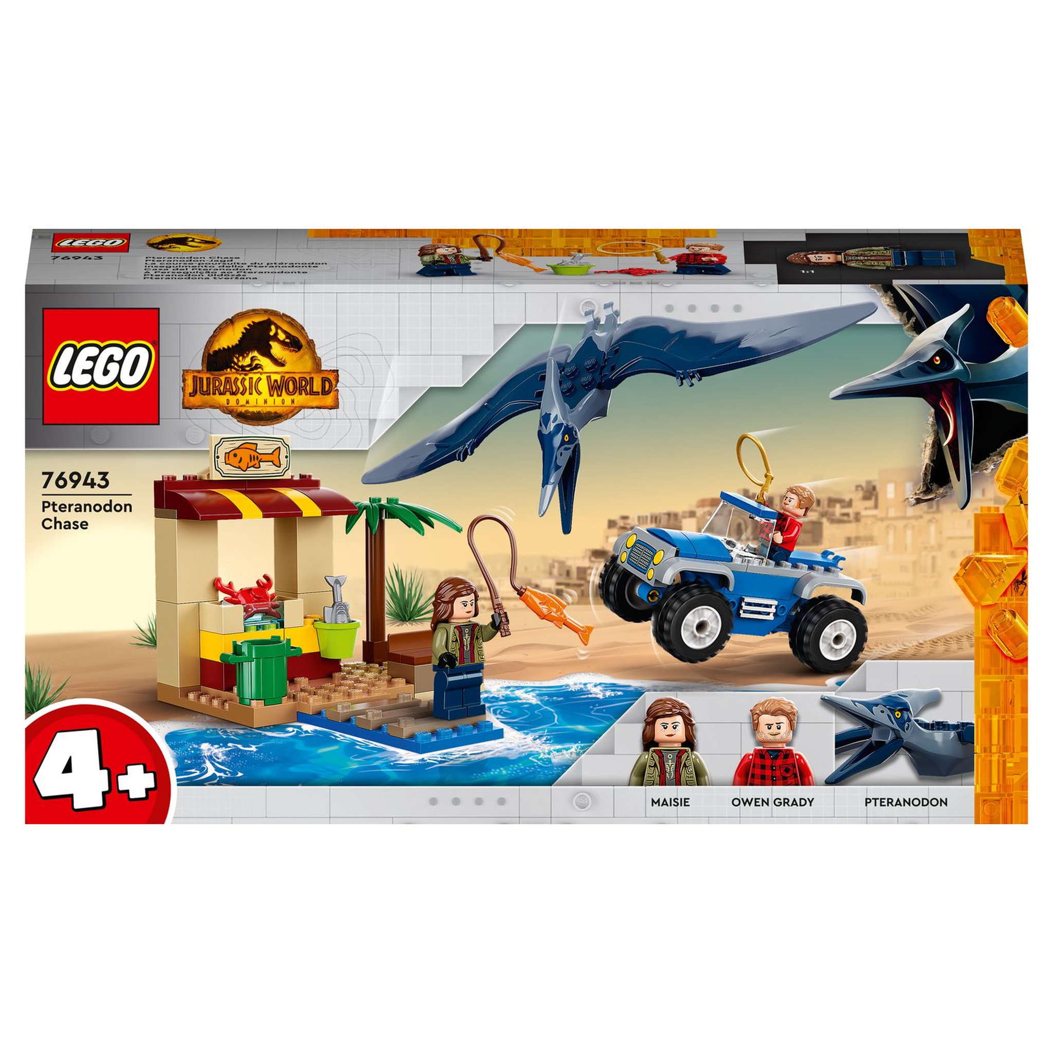 LEGO Jurassic World 76943 La Course-Poursuite du Ptéranodon,  Dinosaure Jouet, avec Voiture