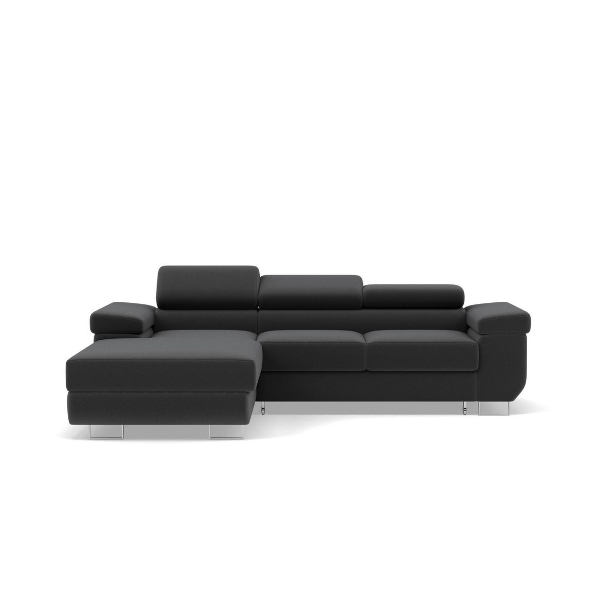 BEST MOBILIER Pablo - canapé d'angle gauche - 6 places - convertible avec coffre et têtières réglables - en velours