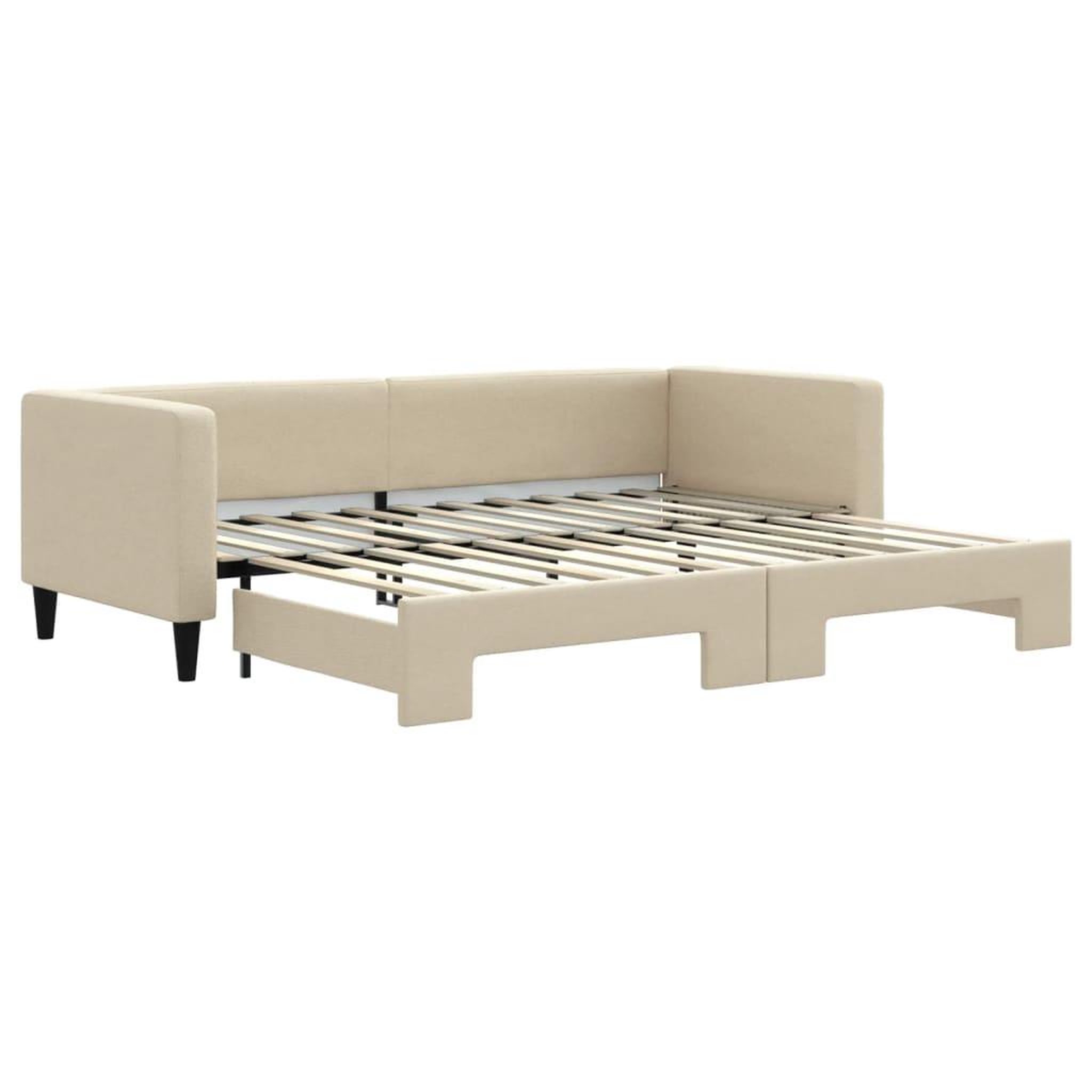 Voir la diapositive 2 : VIDAXL Lit de jour avec gigogne sans matelas creme 80x200 cm