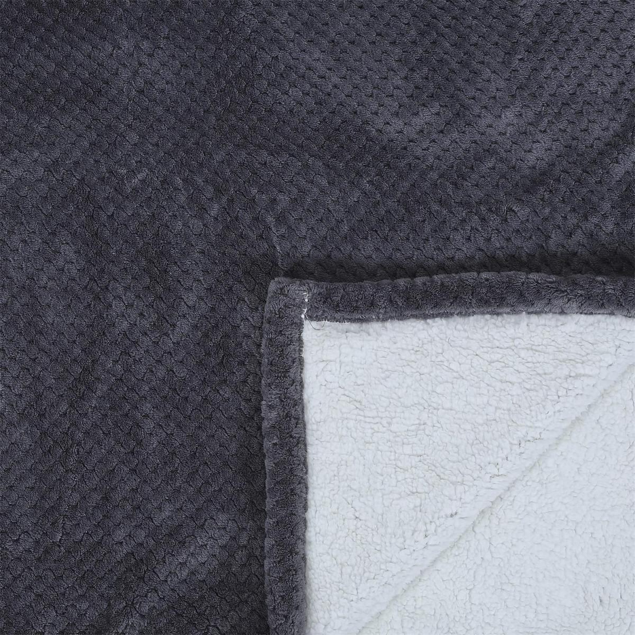 Voir la diapositive 2 : The Home Deco Factory Plaid  nid d'abeille sherpa  180x220cm gris foncé