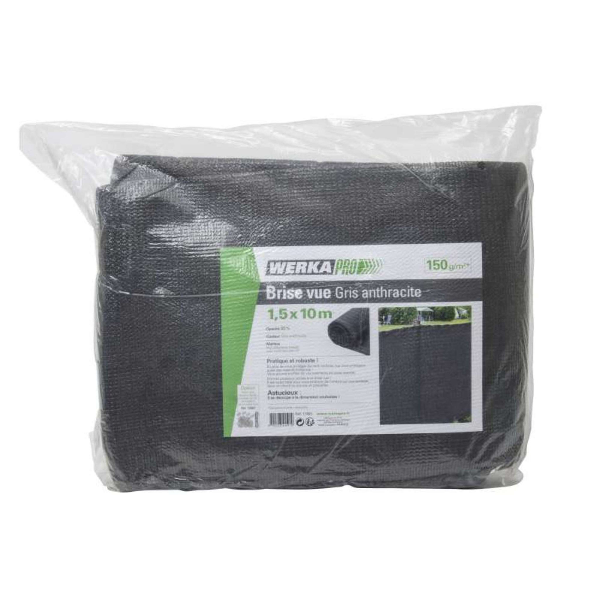 Voir la diapositive 1 :  Brise vue gris anthracite 10m 150g/m2 Werkapro 1,50 x 10m