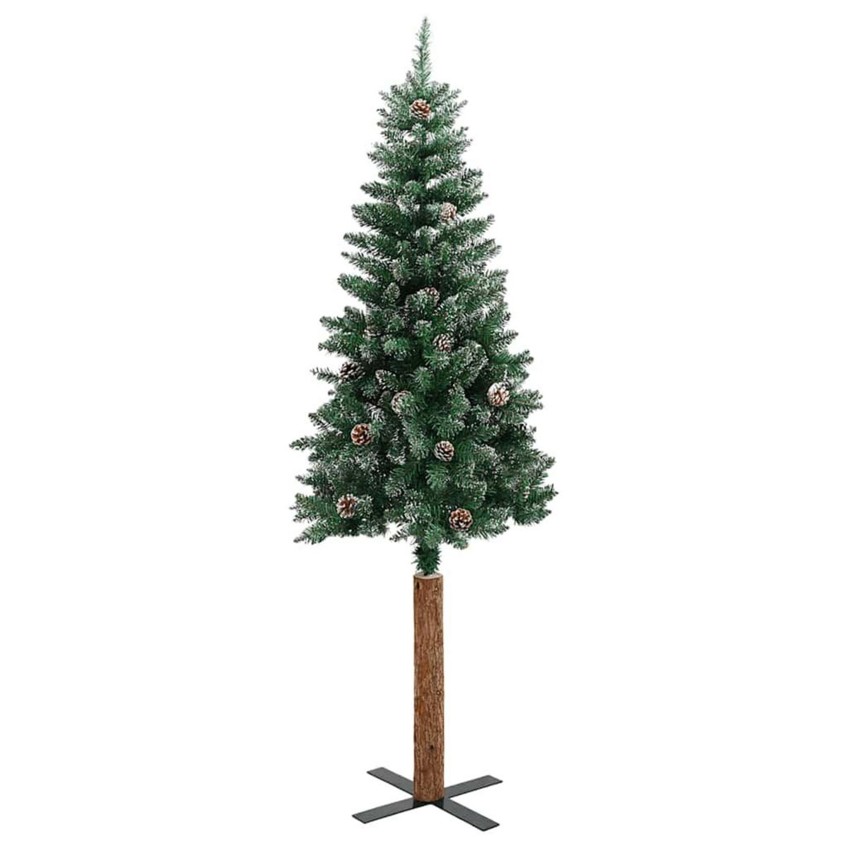 VIDAXL Sapin de Noël mince bois veritable et neige blanche vert 180 cm