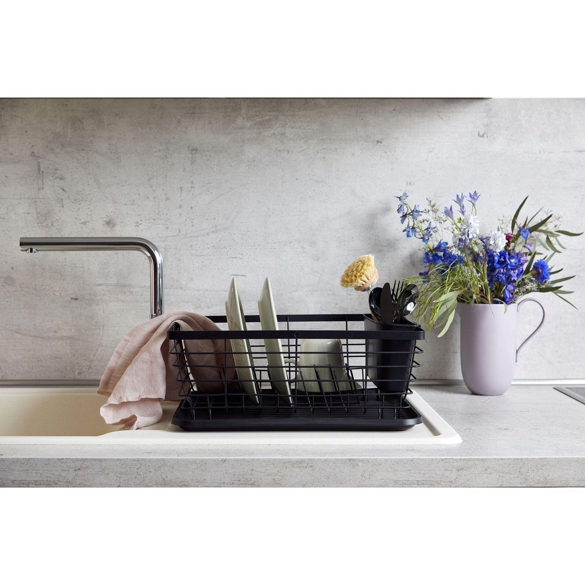 Wenko Egouttoir à vaisselle avec bac design métal Drip - Noir