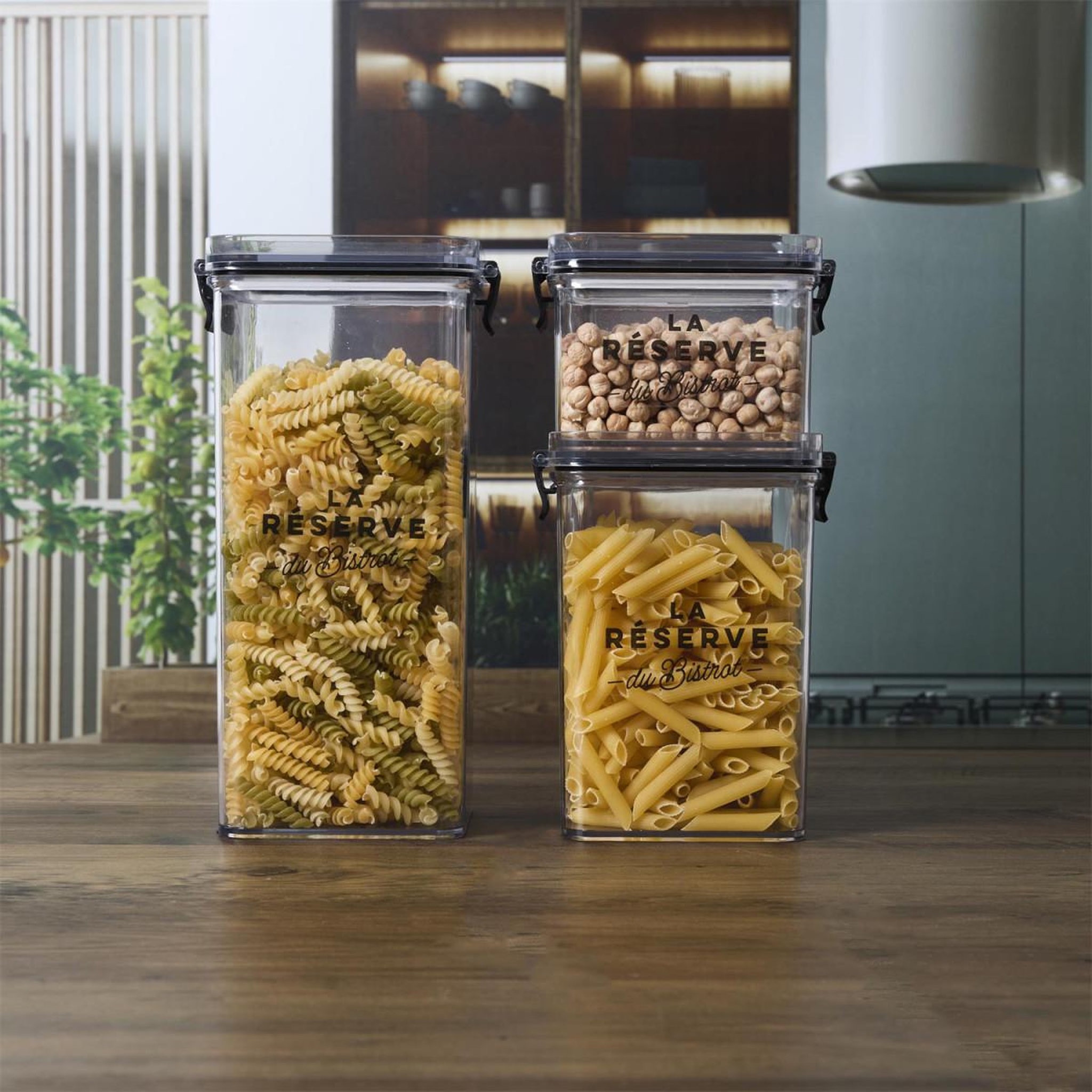 Voir la diapositive 3 : COOK CONCEPT Lot de 3 boîtes de conservation empilables  bistrot  2,46l transparent