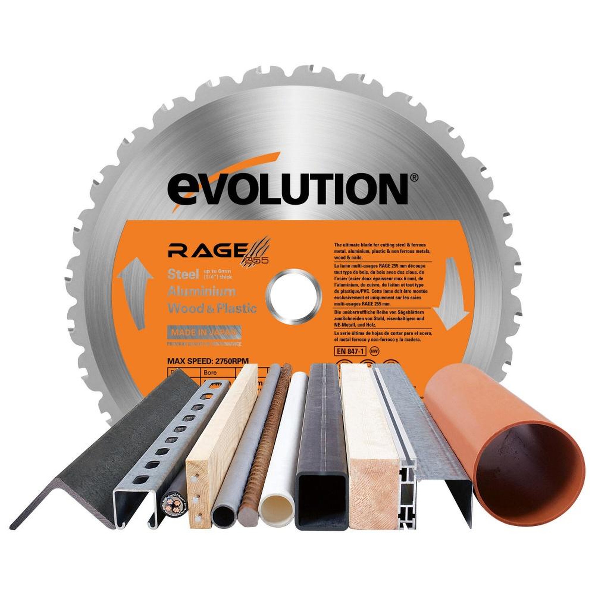 CENTRALE BRICO Lame coupe multi-usages pour scie sur table, EVOLUTION, diam.255 mm