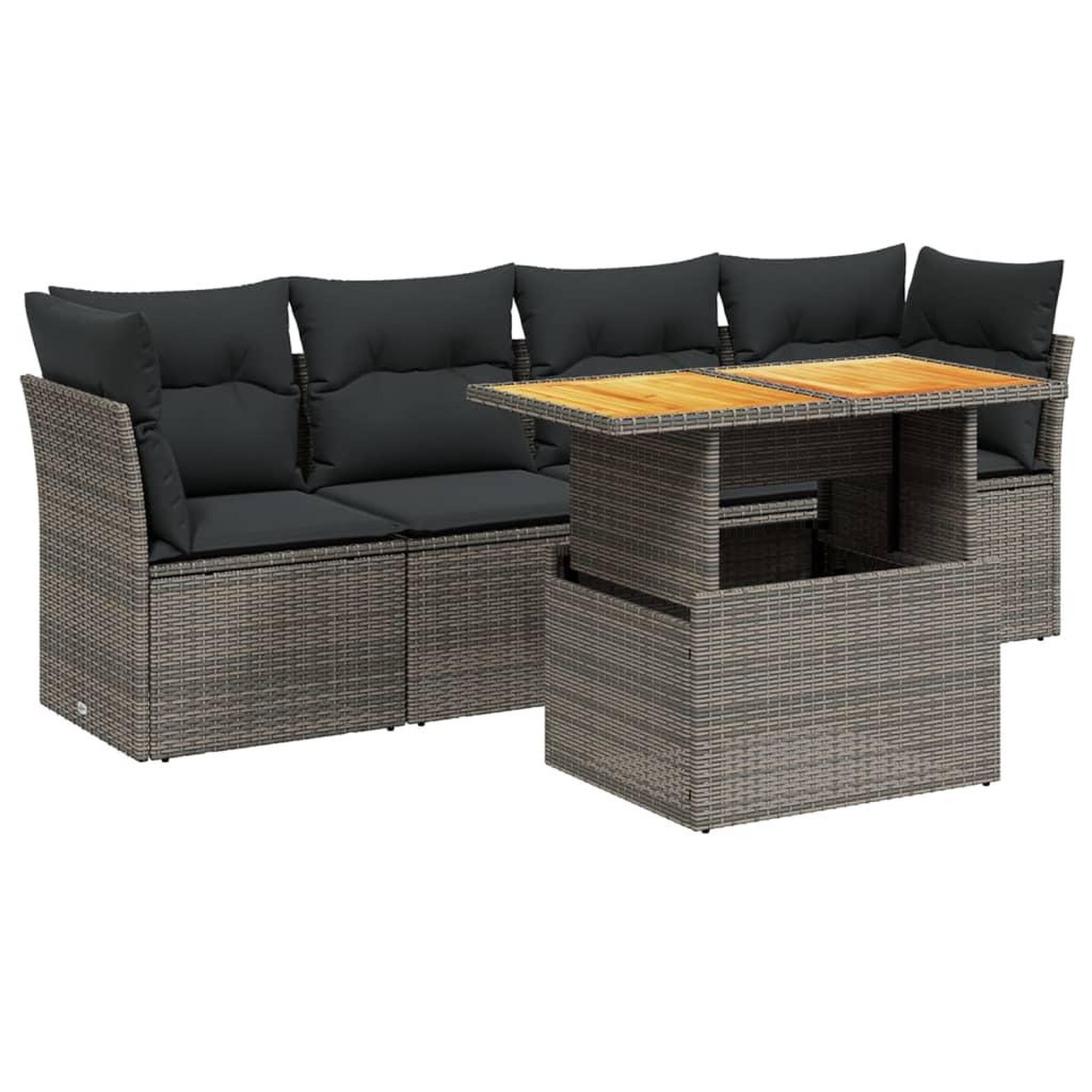 Voir la diapositive 2 : VIDAXL Salon de jardin 5 pcs avec coussins gris resine tressee
