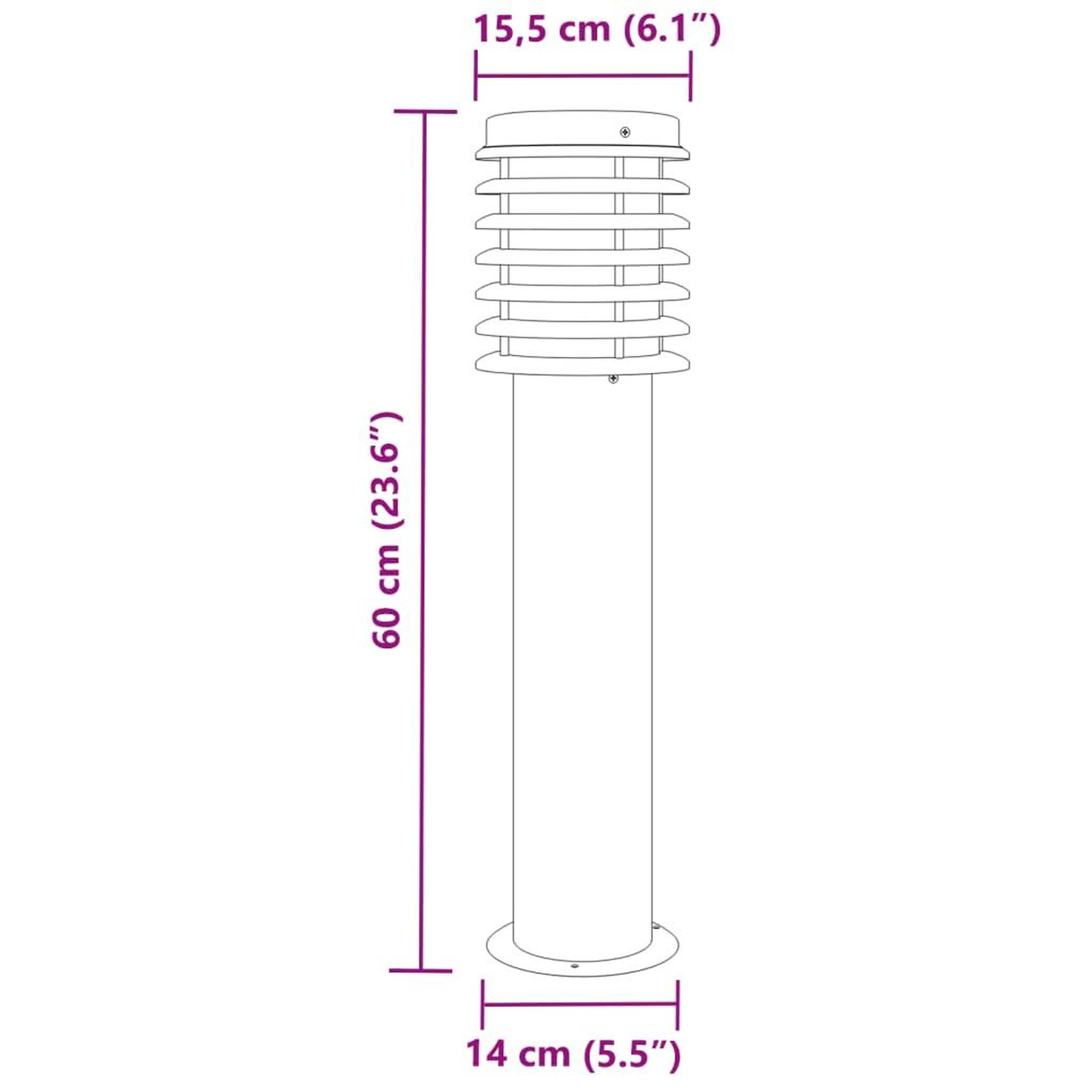 Voir la diapositive 6 : VIDAXL Lampadaires d'exterieur 3 pcs noir 60 cm acier inoxydable