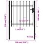 Voir la diapositive 5 : VIDAXL Portillon simple porte avec dessus a pointe Acier 1x1 m Noir