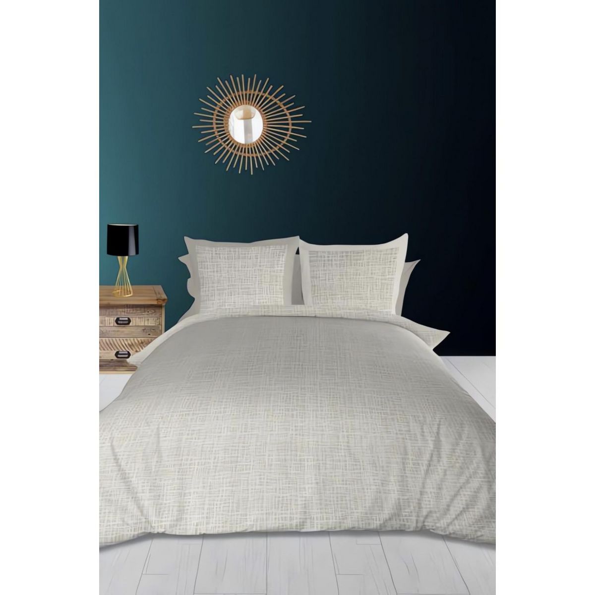 SOLEIL D'OCRE Parure housse de couette en coton 57 fils GALAXY naturel, par soleil d'ocre