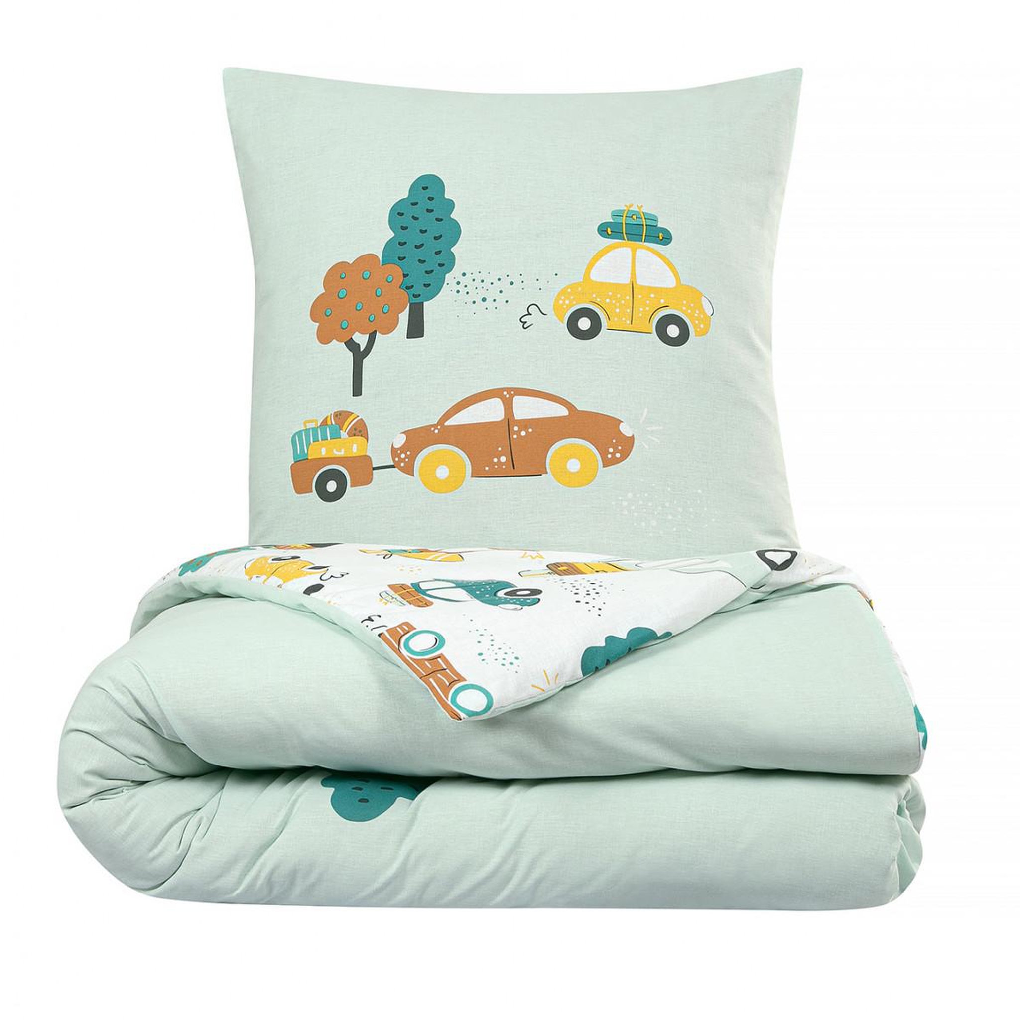 Voir la diapositive 2 : FUTURE HOME Parure de lit enfant voiture réversible 140x200cm