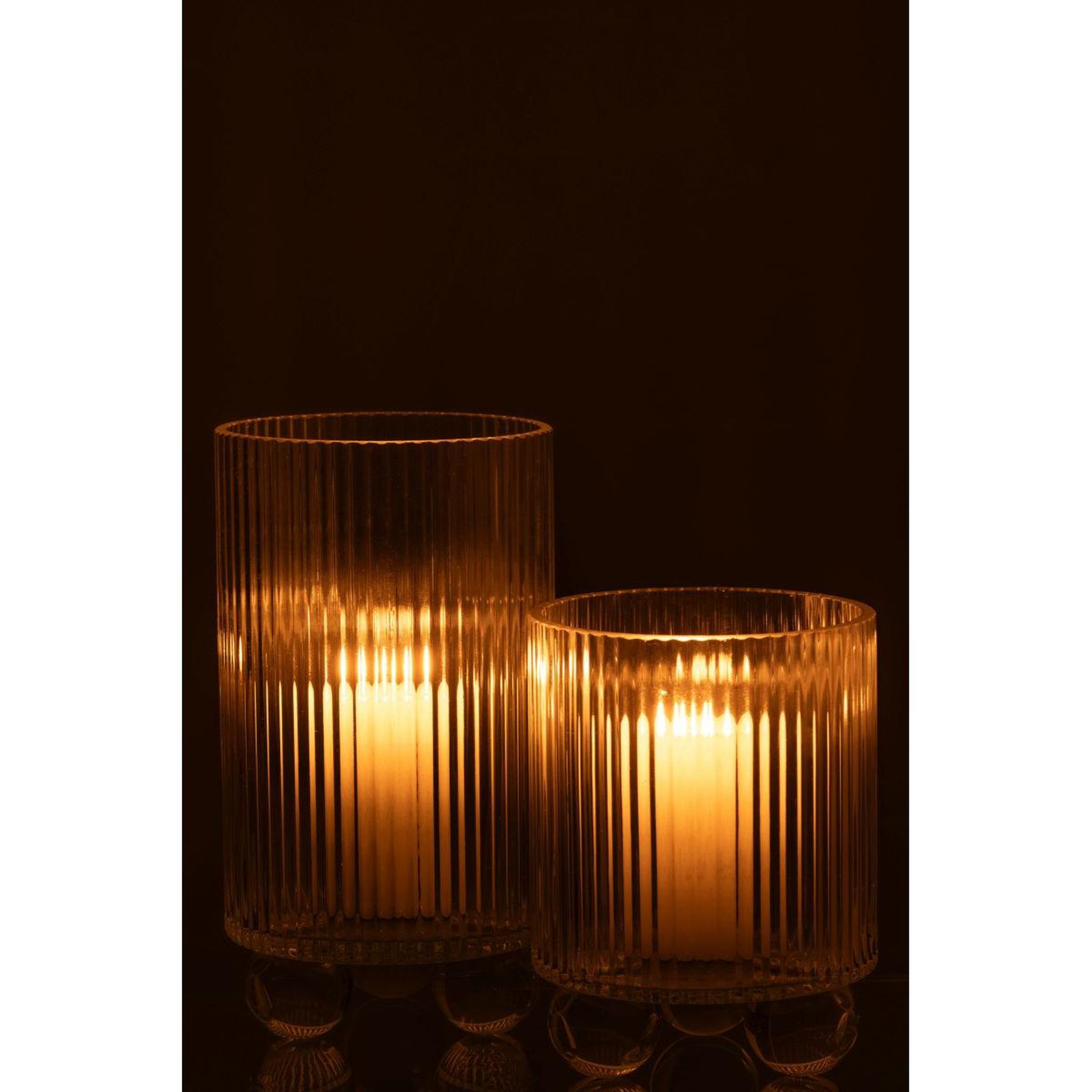 Voir la diapositive 6 : J-LINE Photophore Vase en Verre  Clara  21cm Transparent