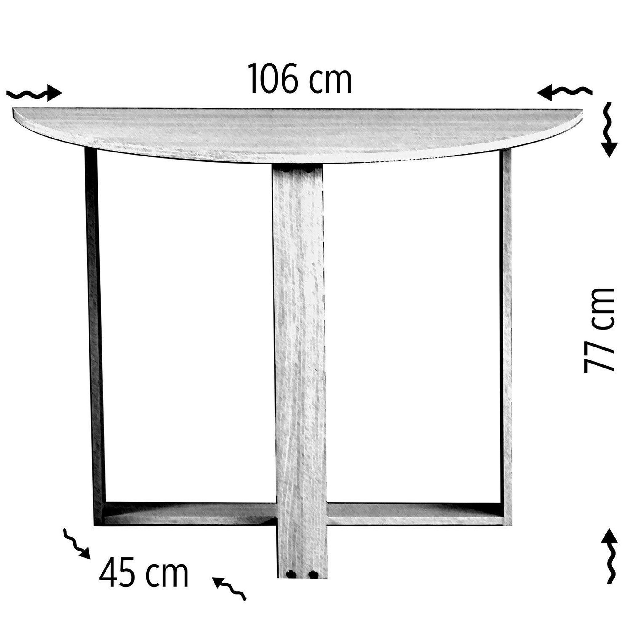 Voir la diapositive 3 : TOILINUX Table console 2-en-1 forme demi-lune marbelle