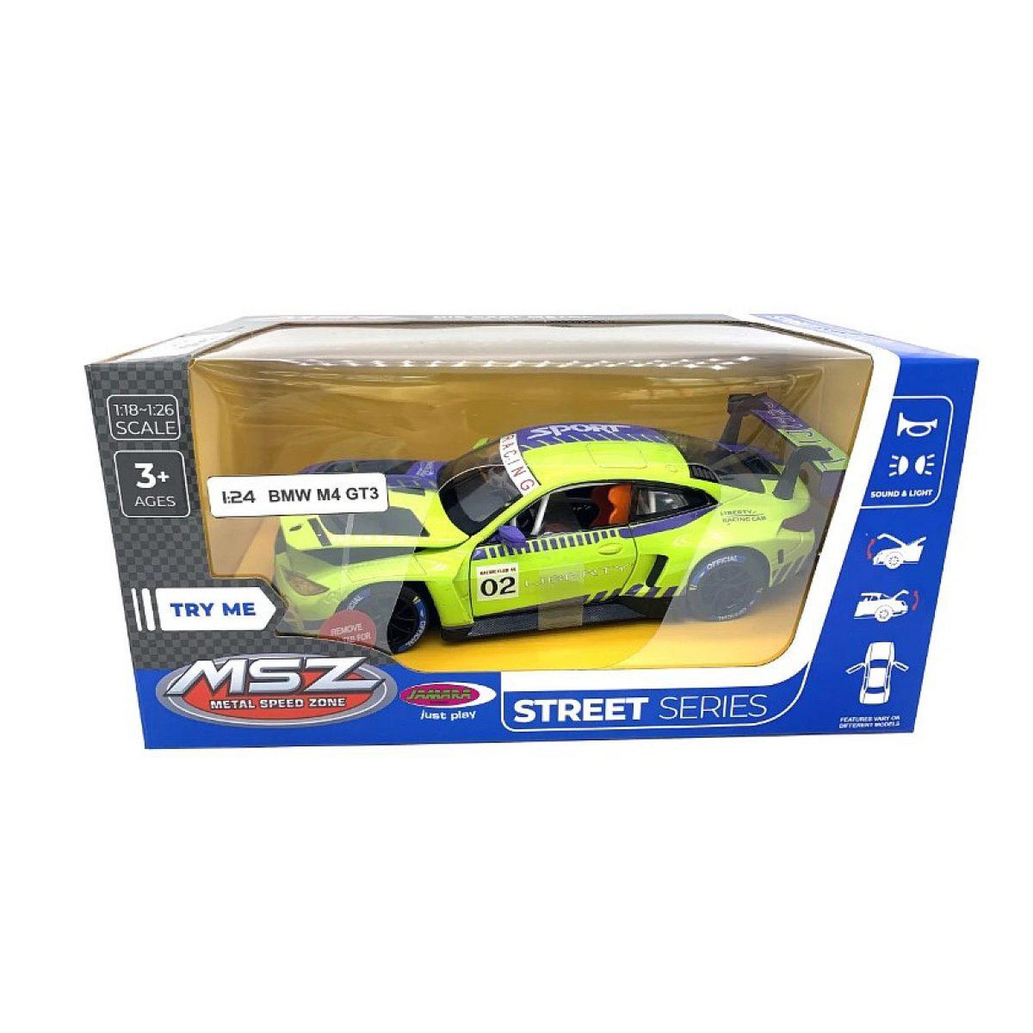 Voir la diapositive 2 : Jamara Bmw m4 gt3 miniature 1:24 verte avec piles