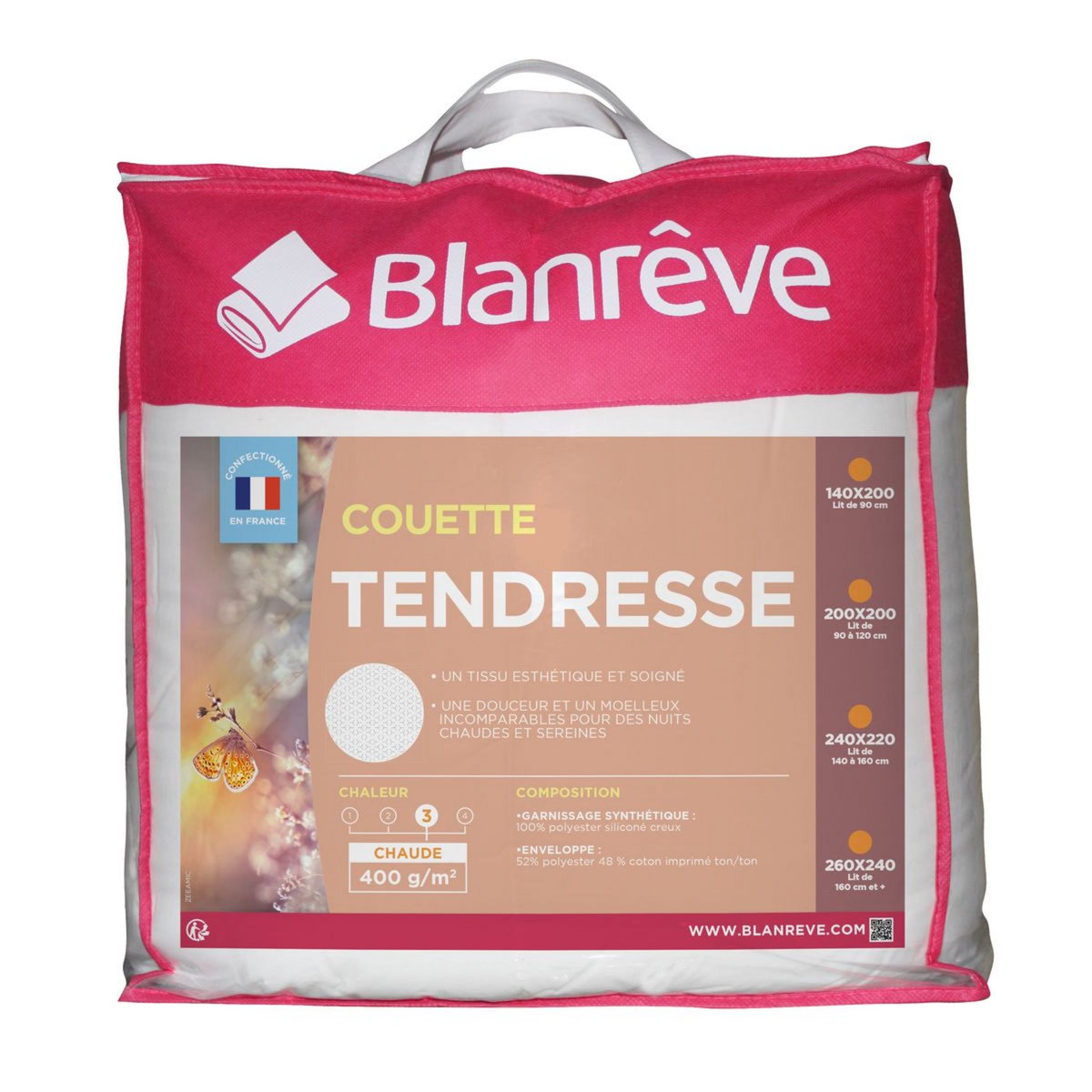 BLANREVE Couette chaude en polycoton 400g/m² TENDRESSE